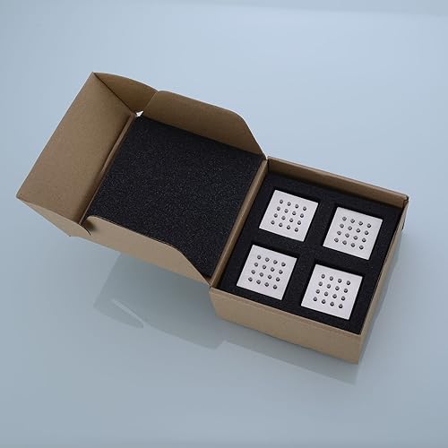 Miniatura 6 de Juego de 4 chorros de ducha de latón macizo, rociador lateral de masaje ajustable para spa, juego de ducha de pared, acabado cuadrado de níquel