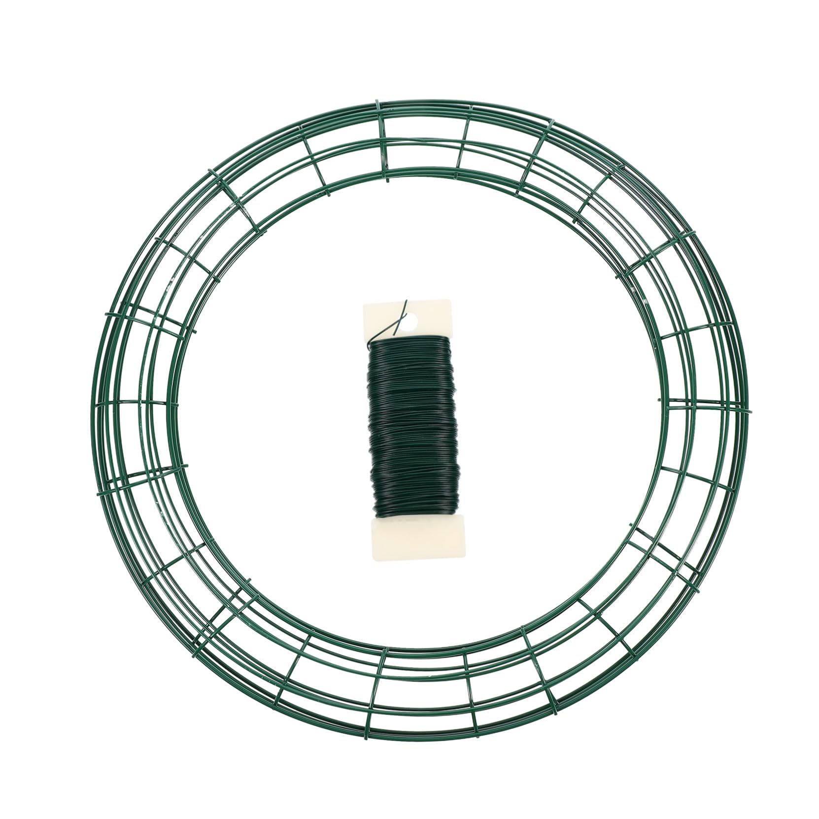 DOITOOL 3 Stück Grüne Metallkranzringe mit Floraldraht Basteldraht Rundes Kranzgestell für DIY Weihnachtsdeko Tischdeko Wanddeko und Festliche Blumenarrangements