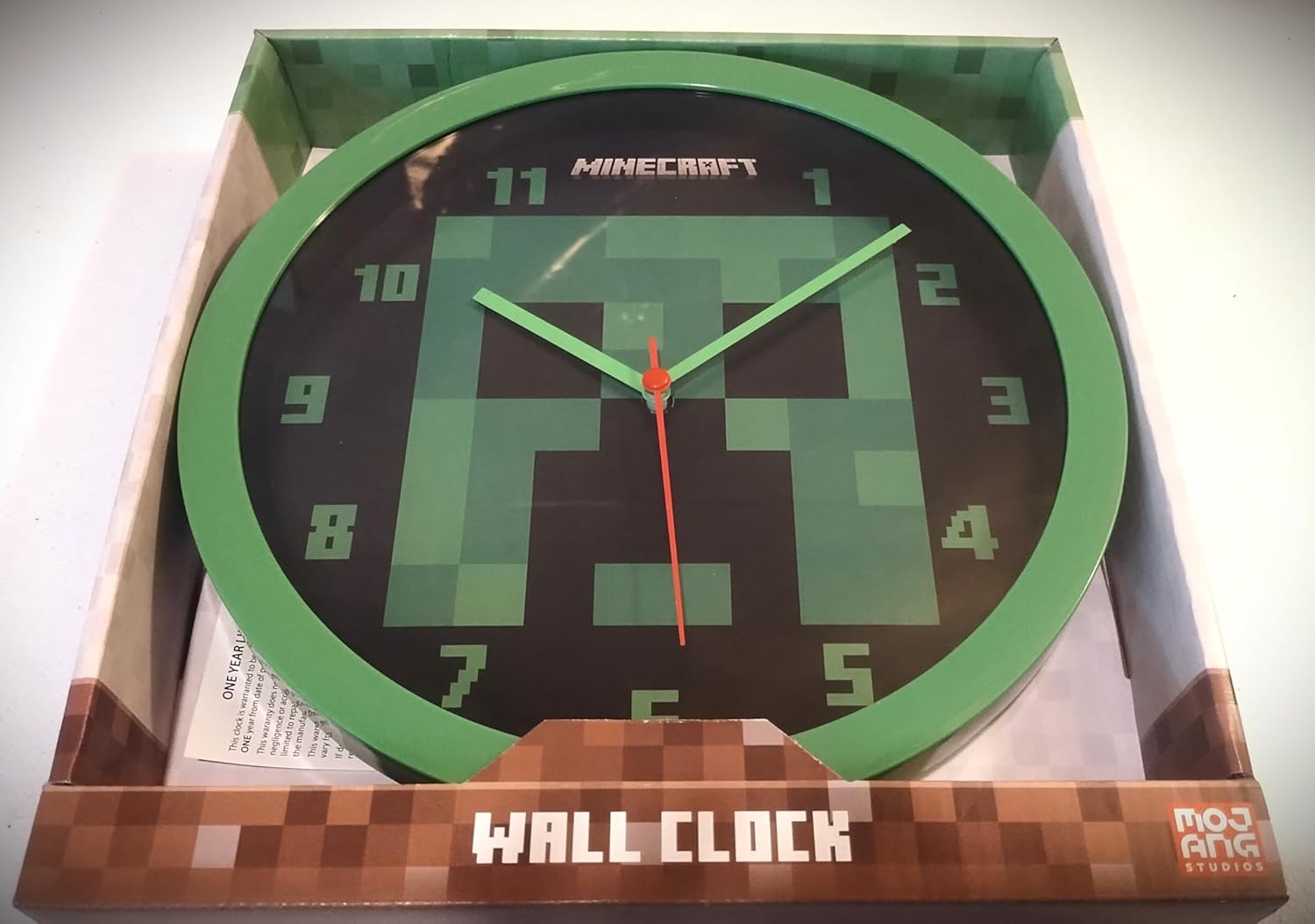 Accutime Minecraft Analog Wall Clock | 9.75" | Battery Powered | Perfect for Kids' Bedroom or Gameroom