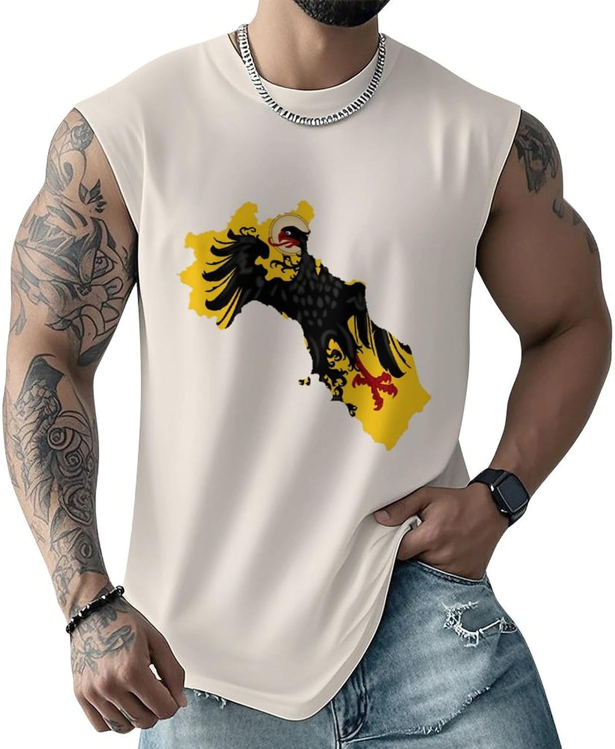 Kingdom of Italy Men Summer Sleeveless Crew Neck Top 5XL