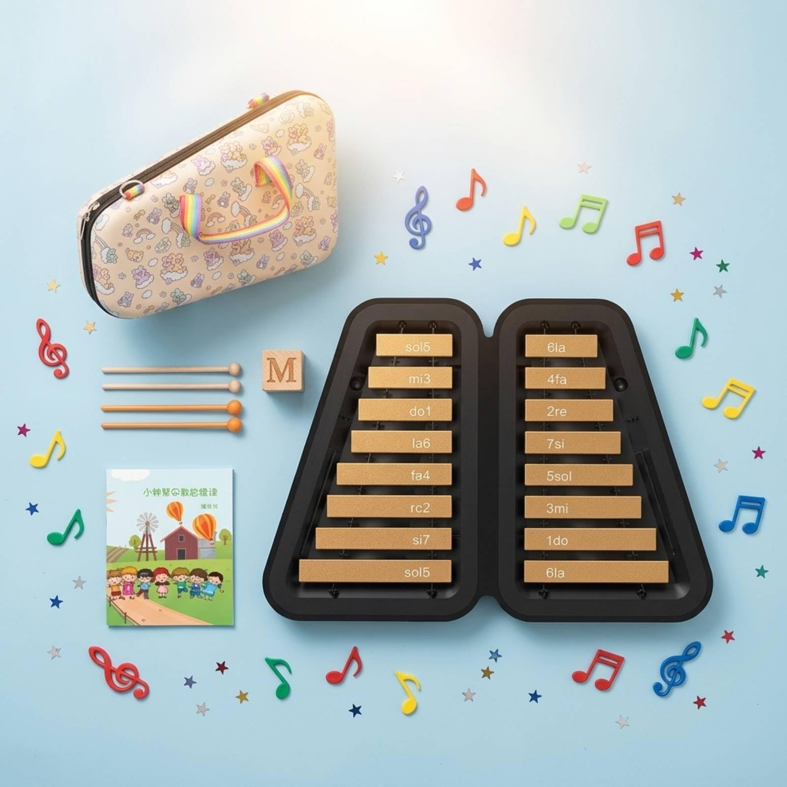 Xylophon mit Tragetasche Gestimmt Xylophon mit 2 Schlägeln Leicht für, Vorschul, Musikunterricht, Zuhause, Gold