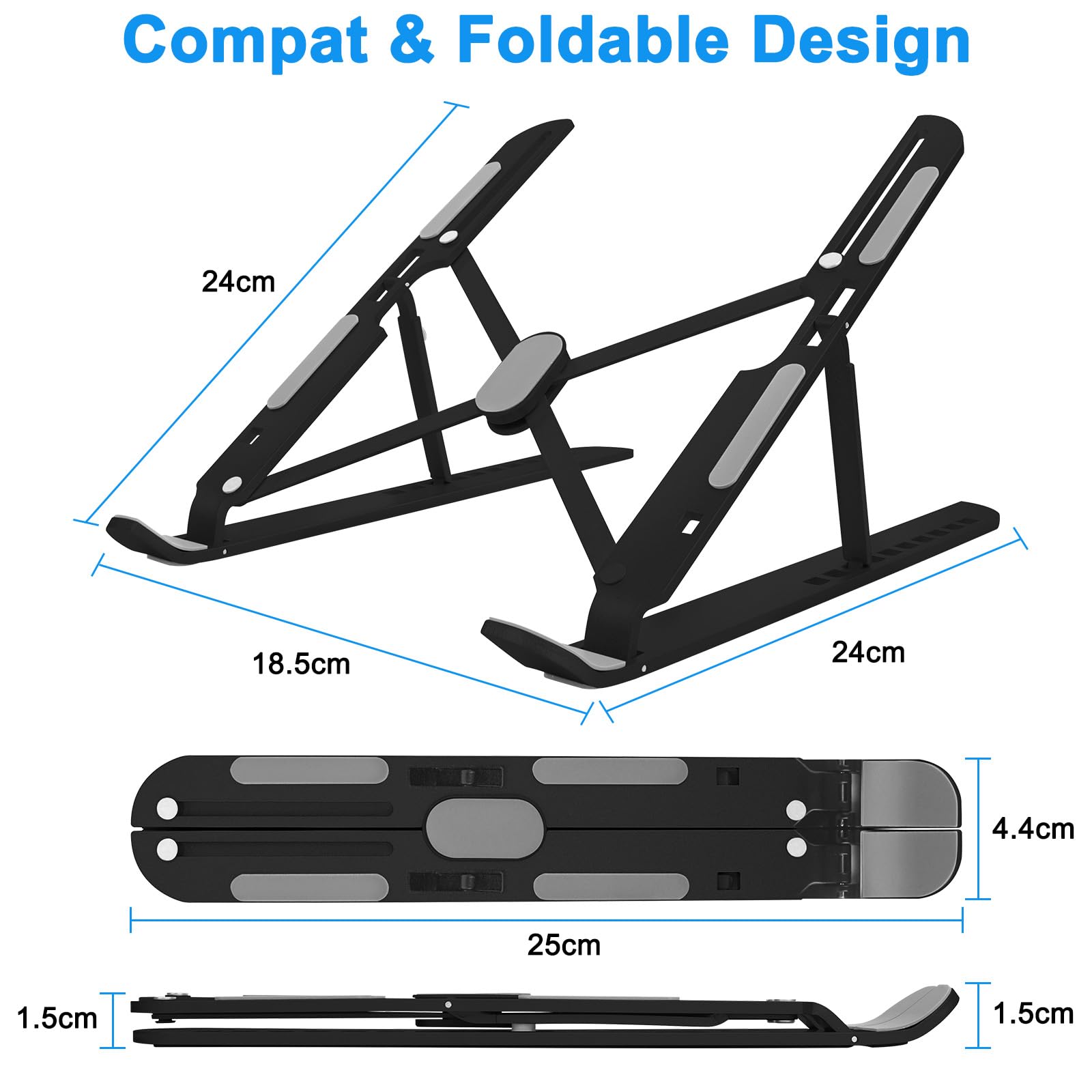 MECHEER Laptop Stand for Desk Adjustable Folding Tablet Stand Aluminum Laptops Holder - Image 4