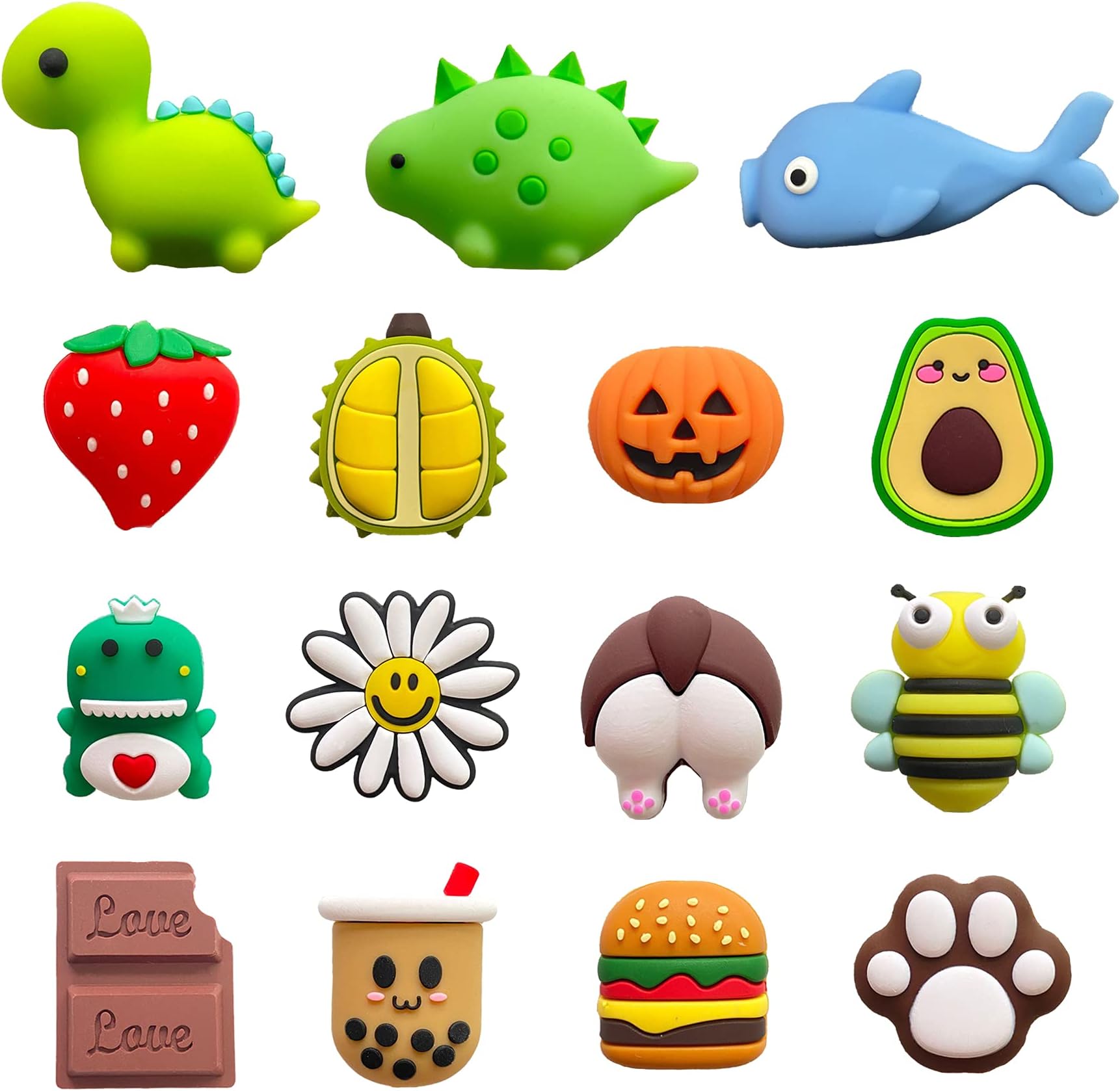 ZAKVOOR 15 Pack USB Charger Protector, Cute Animal & Fruit Design, Protects & Decorates USB Cables, Compatible with Smartphones, Tablets & Computers