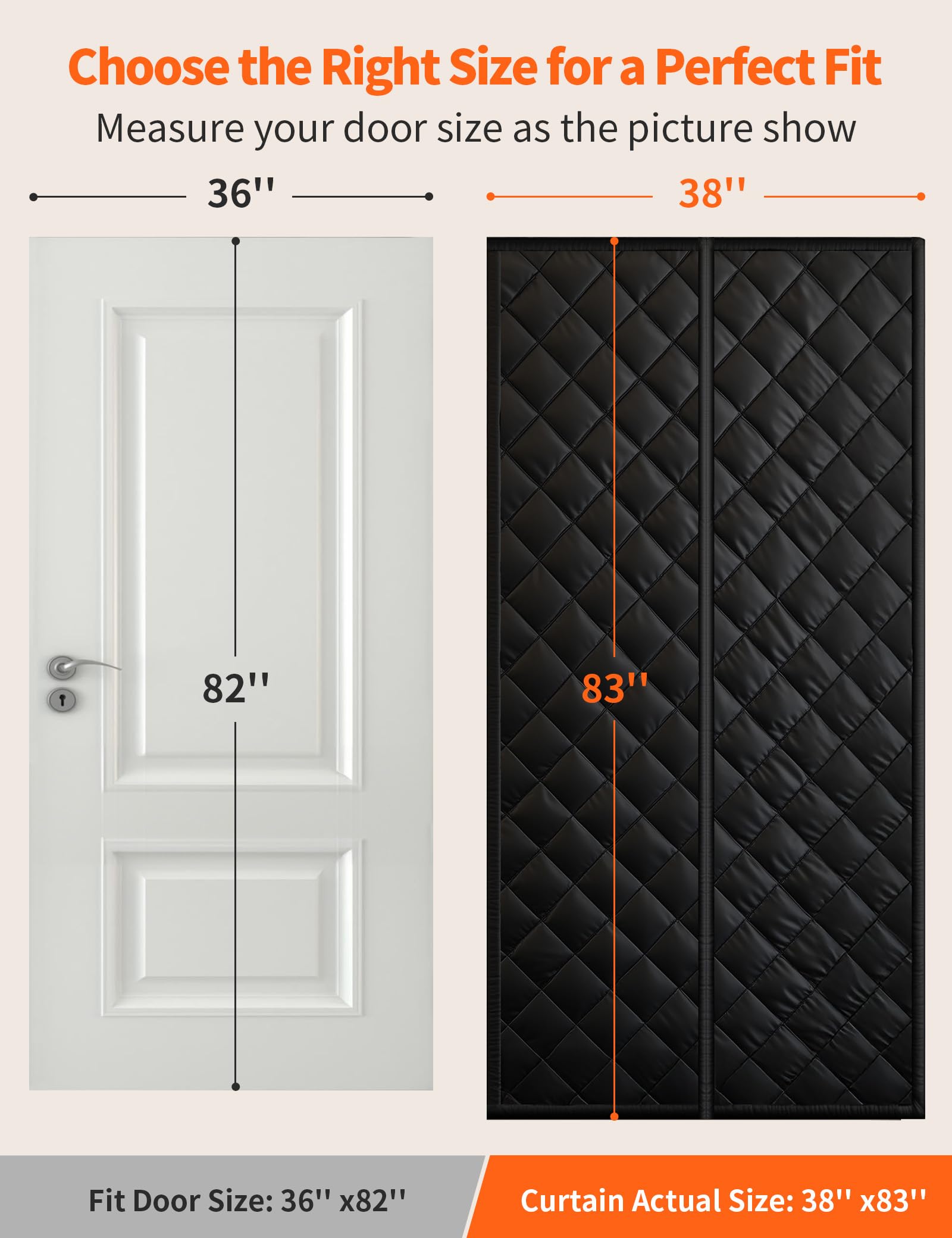 Tenda termica magnetica per porte da 91,4 x 208,3 cm, copertura per porta in tessuto Oxford resistente per isolamento termico, coperta con chiusura magnetica per tenere al caldo in inverno fresco in
