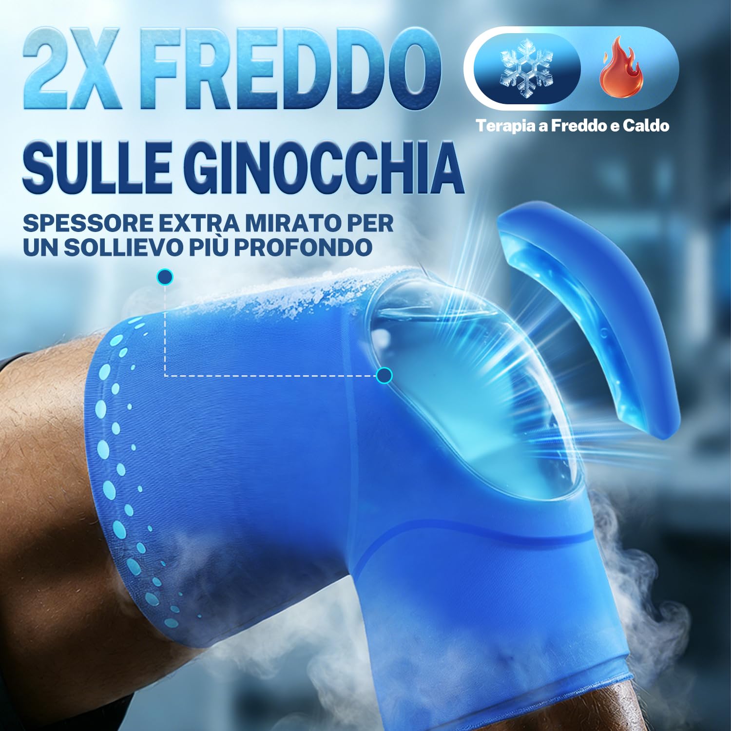 Fitomo Fascia Fredda e Calda per il Ginocchio - Terapia a Caldo e Freddo Riutilizzabile per Dolore e Gonfiore, con Adattabilità e Supporto Regolabile per Artriti, Recupero da Infortuni Sportivi, L