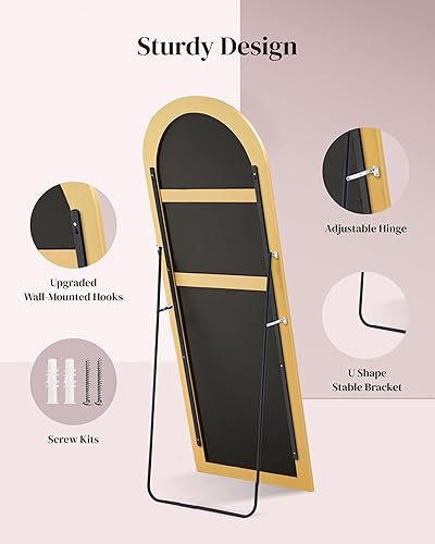 Miniatura 5 de NARCISSUS Espejo arqueado de longitud completa de 64 x 21 pulgadas, espejo de longitud completa para colgar o inclinar, espejo de piso negro con