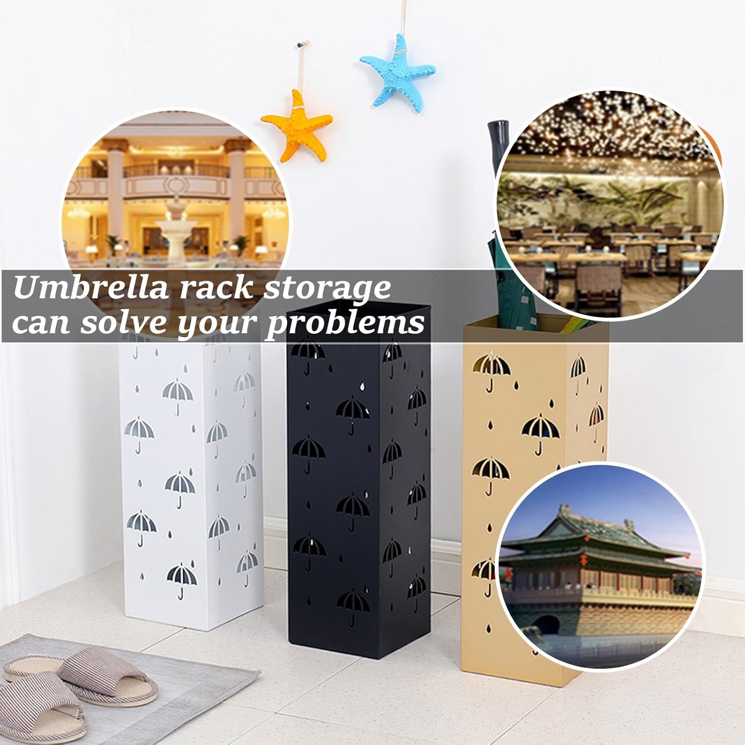 Large-Capacity Umbrella Storage Rack, Solid Wood Entryway Stand for Home and Business, Chinese Style Design
