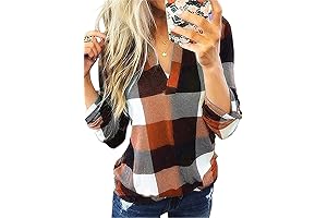 Stylish Plus-Size V-Neck Plaid Tunic for Women