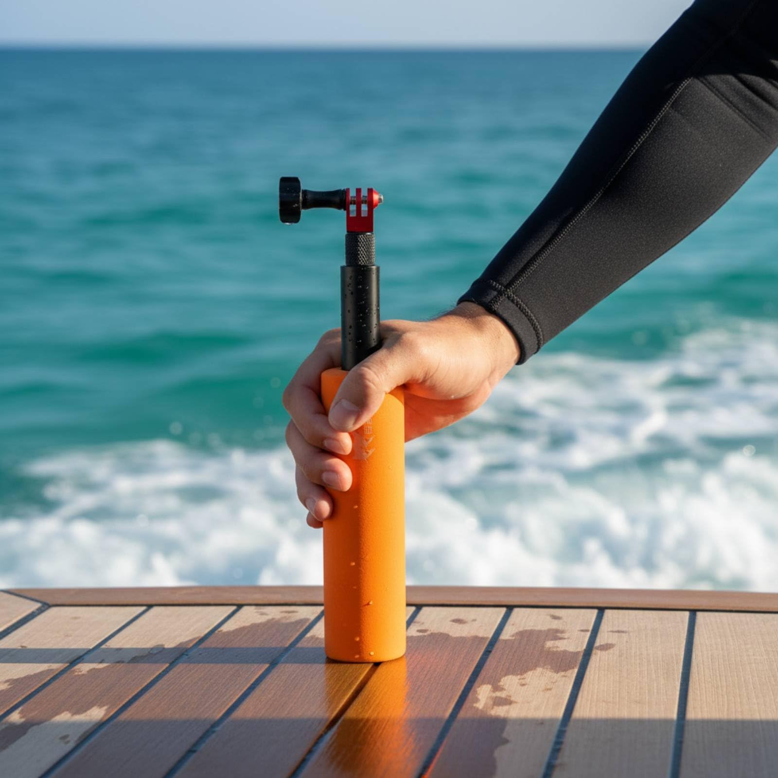 Support Caméra Flottant Perche Télescopique Compatible Multidispositifs Manche Mousse Ergonomique Résistant à l'eau Adapté à la Plongée Baignade Surf, 70CM