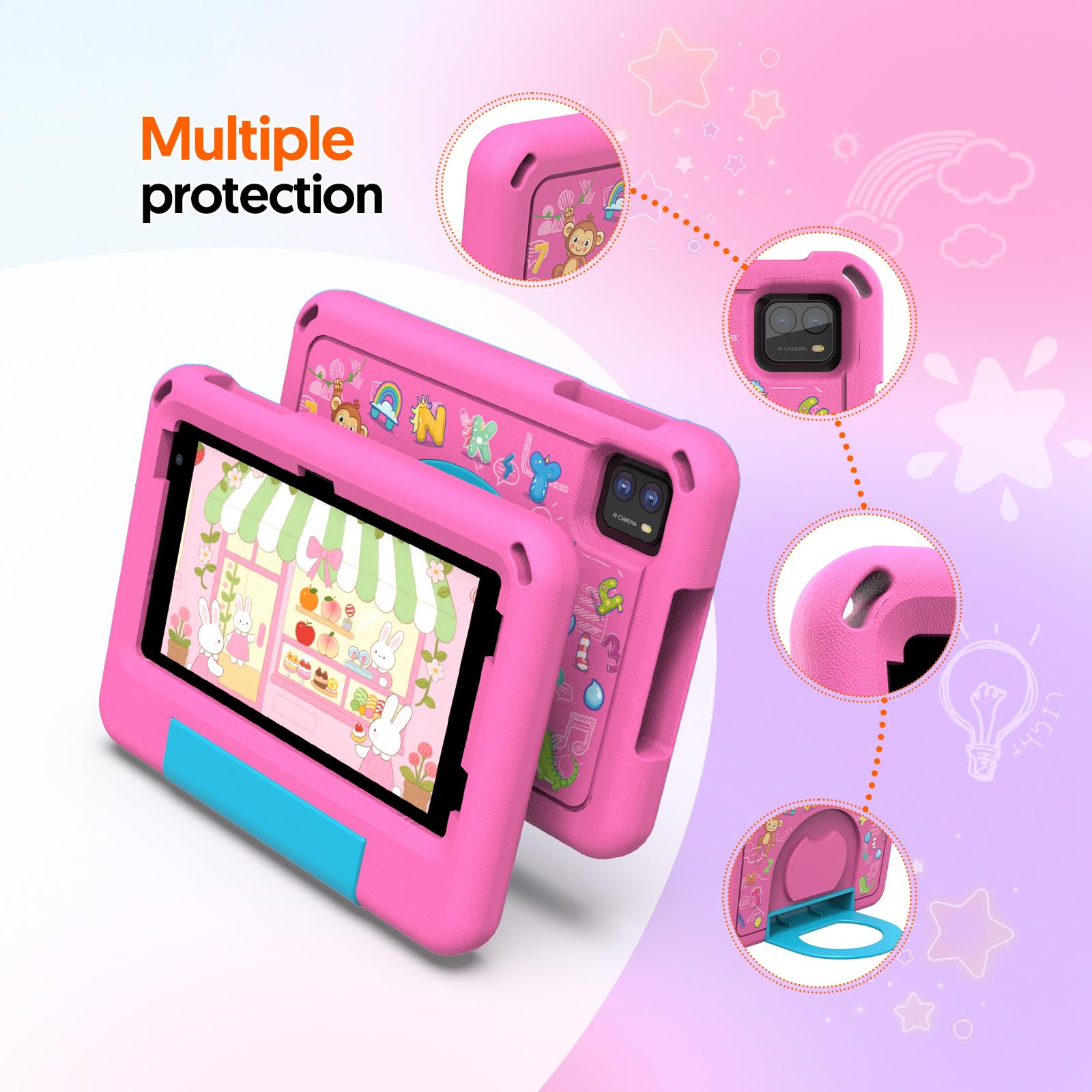 Amazon.com : Fitifun 7 inch Android 14 Kid Tablets, 8GB RAM 64GB