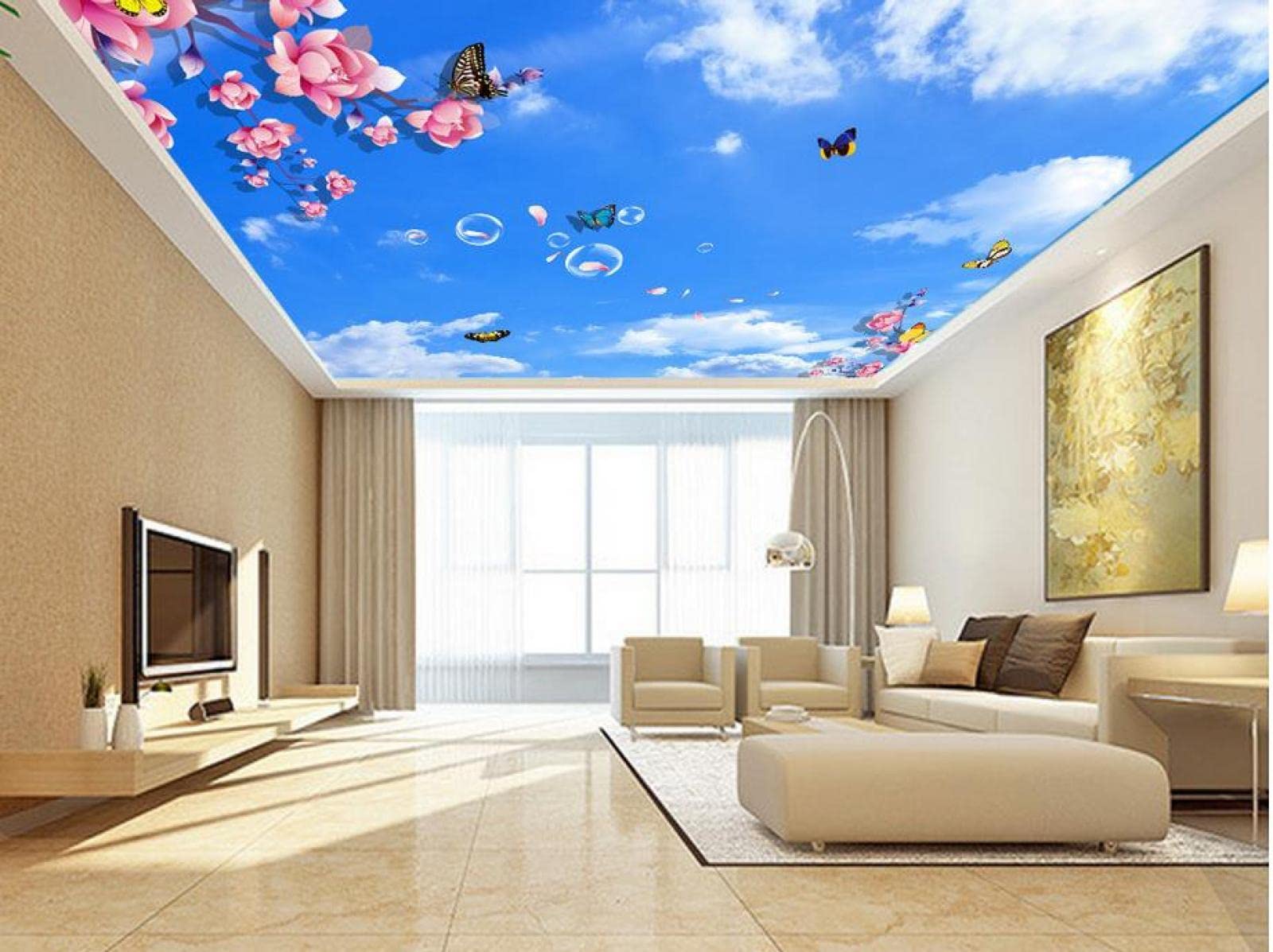 Revêtement mural autocollant PVC orchidée 3D au design raffiné pour plafond