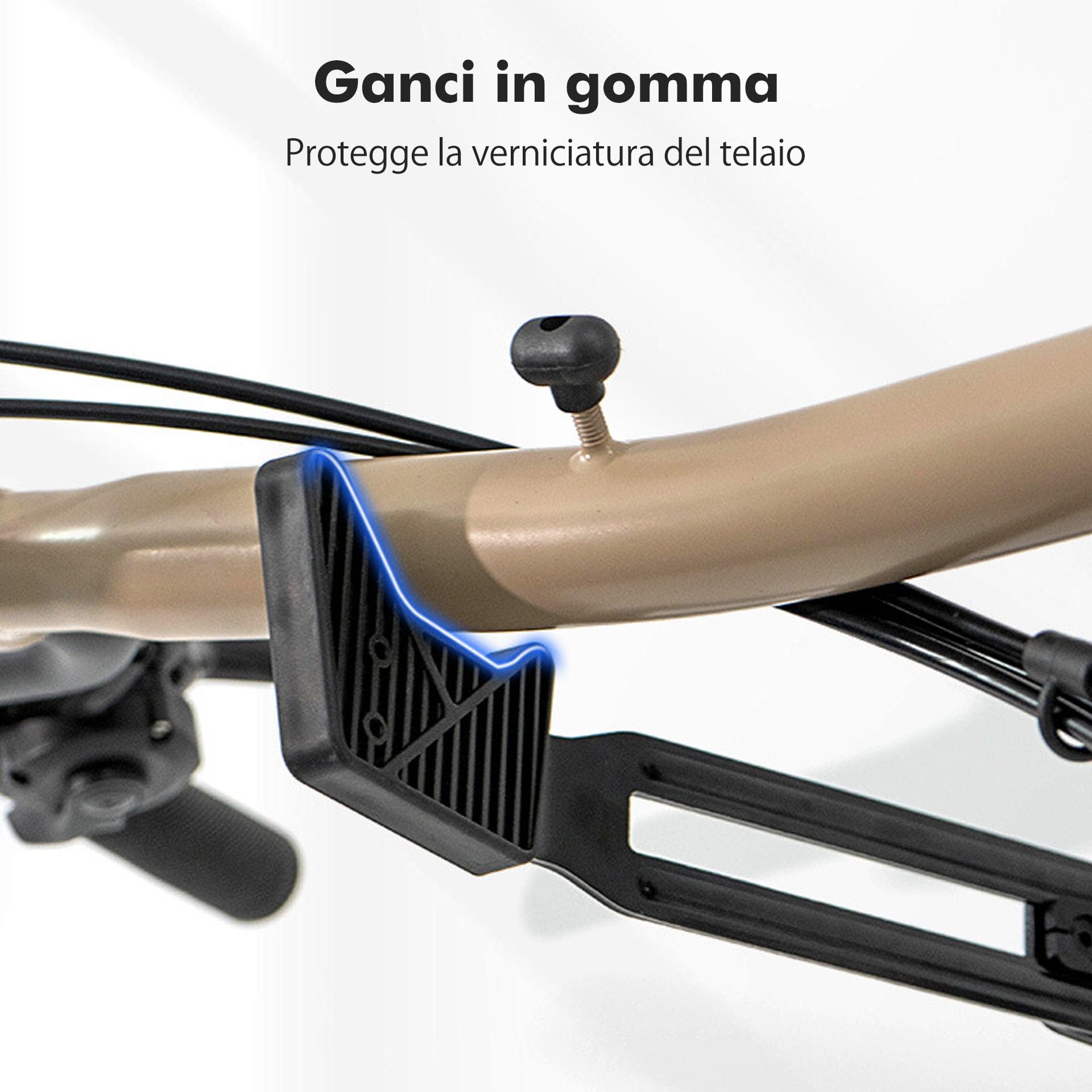 Mimoke Supporto da parete per bicicletta, in lega di alluminio, portata fino a 40 kg, distanza dalla parete regolabile 18,5 – 28 cm, gancio a V gommato, 7,2 cm, per MTB, bici da corsa, e-bike