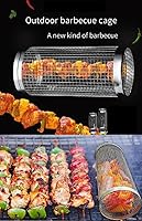 Vista 1 de 2 cestas enrollables para parrilla al aire libre, tubo de red de barbacoa, acero inoxidable, gran rotación de malla redonda, jaula cilíndrica