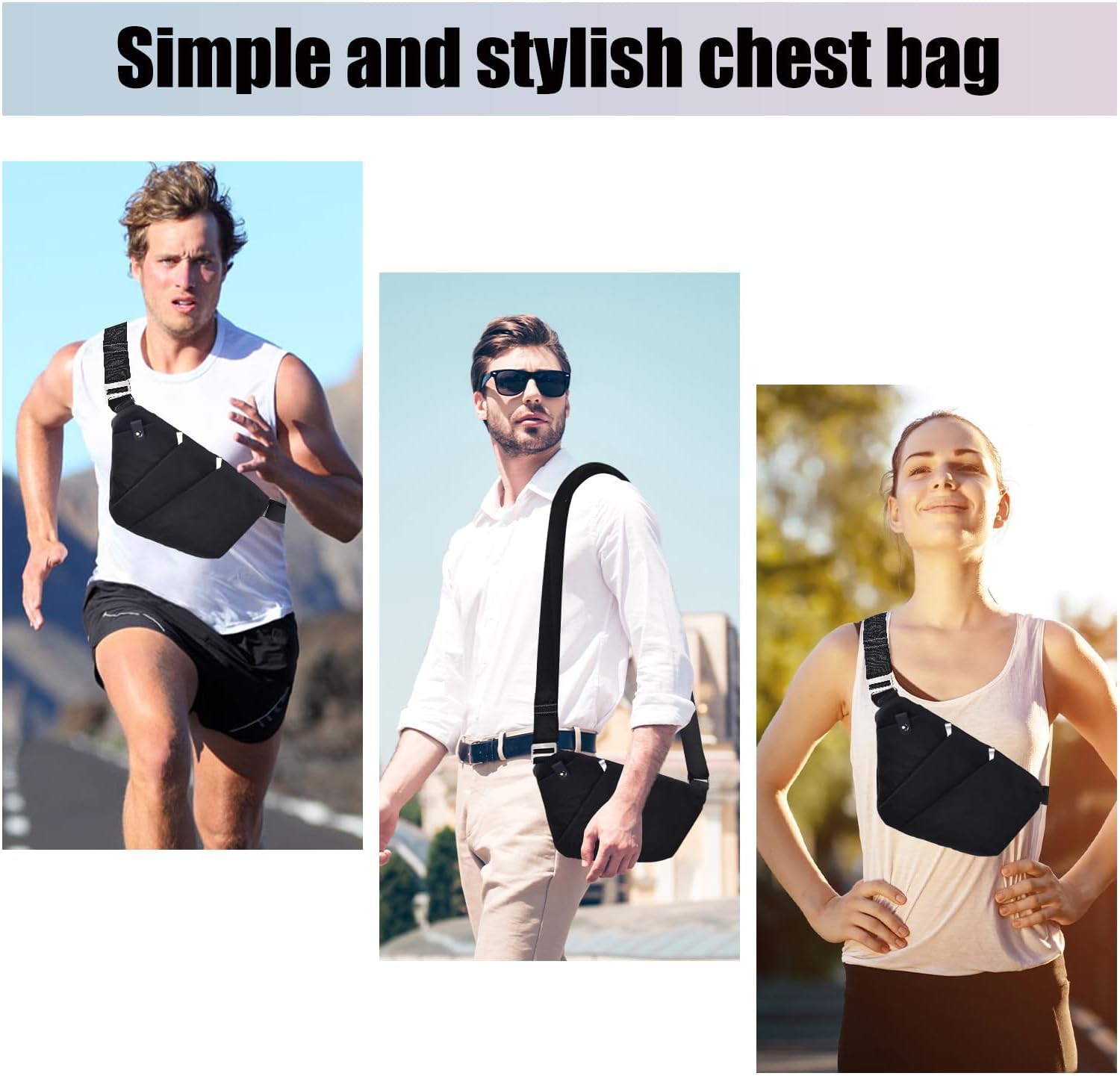 Multi-pocket Chest Bag, Anti-Theft Shoulder Bag, Waterproof Sling Crossbody Bag, for Men Bicycle Hiking Jogging - Image 3