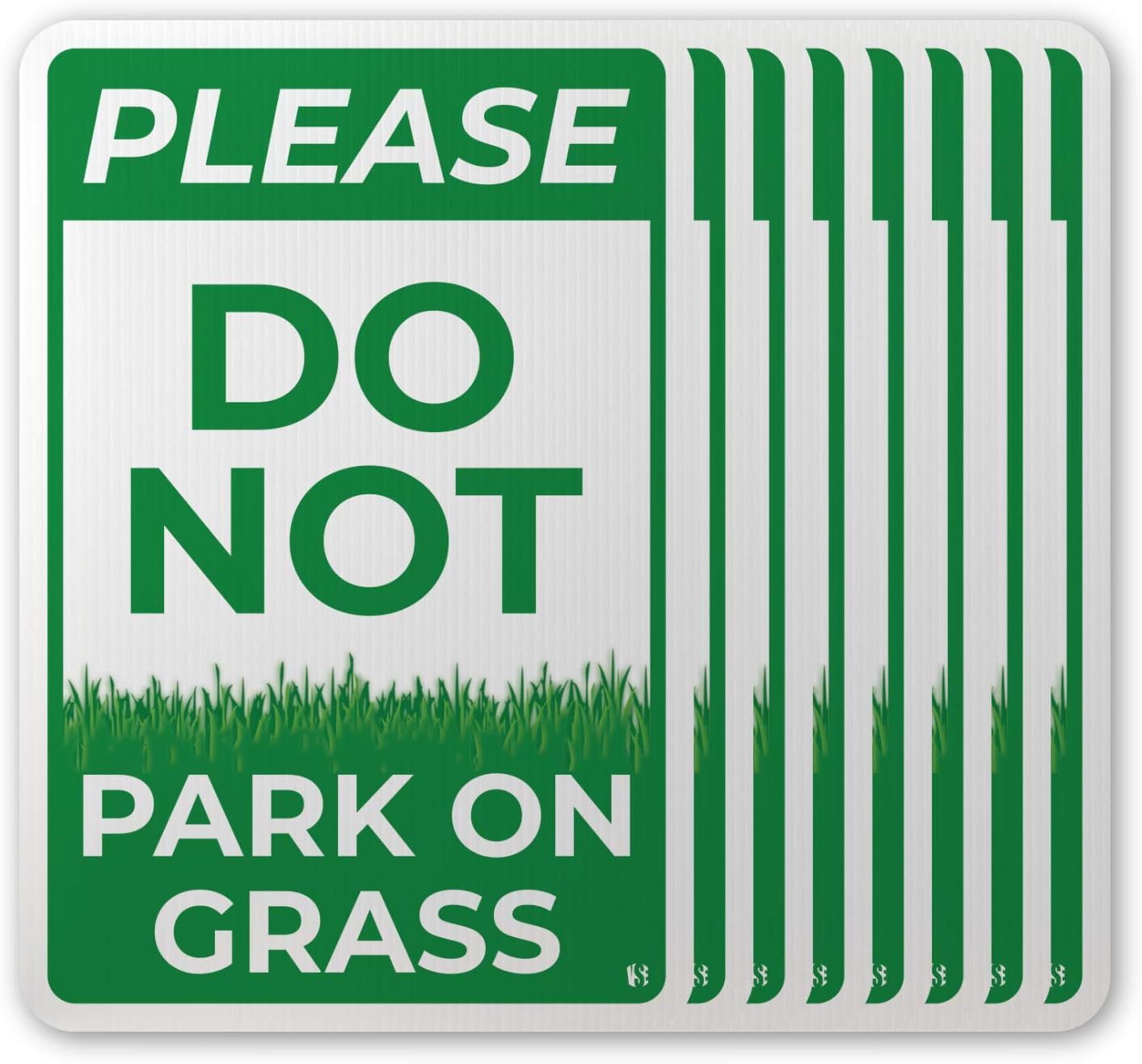 VSE | "Please Do Not Park On Grass" Double Sided 12x18 Lawn Signs | Includes H-Stakes (8)