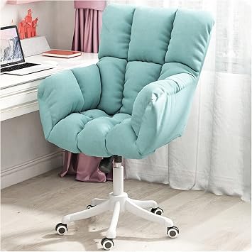 Swivel Desk Chair Modern High Back Linen Desk Chair, Upholstered Office Chair with Lumbar Support, Arms and Wheels, Swivel Adjustable Home Vanity Chair for Home Office Chair