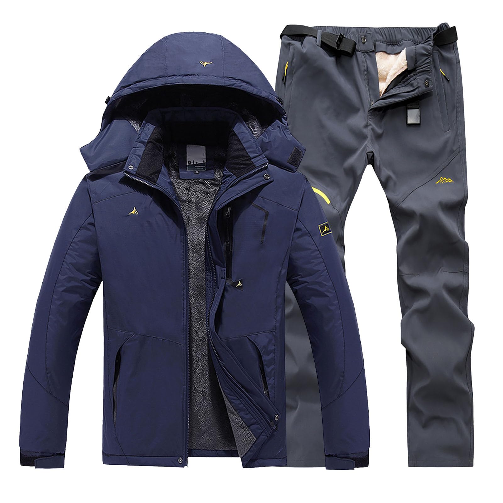 Skianzug Herren 2 Teilig Set, Wasserdicht & Winddicht Skijacke und Skihose, Winter Schneeanzug mit Gefütterter, Warm & Atmungsaktiv, Snowboardanzug für Winter Outdoor, Zweiteiler Skibekleidung