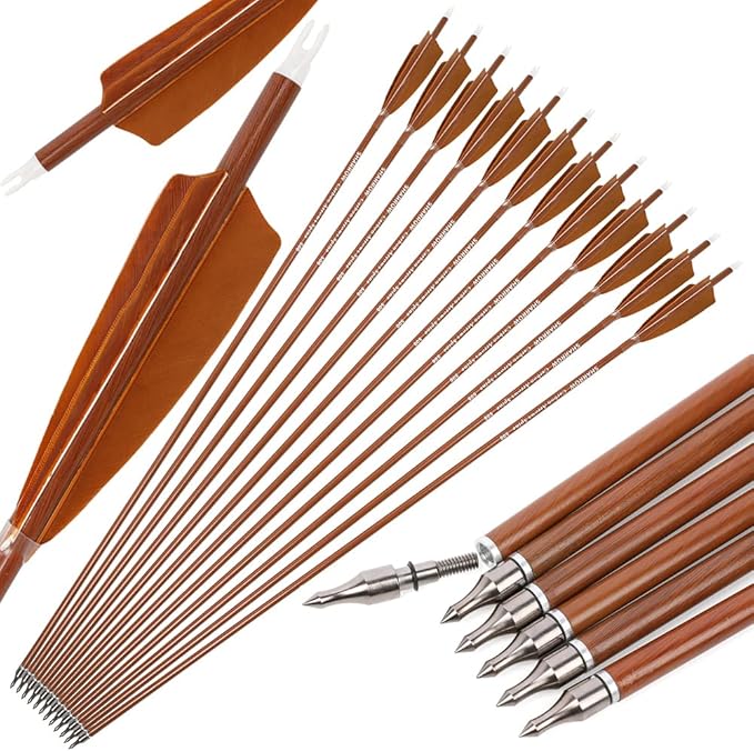 wolfman 30 Inch Archery Carbon Arrows Spine 500 600 Hunting Arrows with 4” Turkey Feather