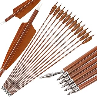 wolfman 30 Inch Archery Carbon Arrows Spine 500 600 Hunting Arrows with 4” Turkey Feather Targeting Arrows for Compound & Recurve &Traditional Bow 6/12pcs