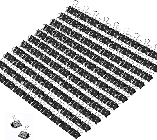 Miniatura 18 de Clips medianos para carpeta, paquete de 72, 1-1/4 pulgadas, 1.25 pulgadas, estándar de 1.260 in, negro, capacidad de 0.6 pulgadas, clips de papel