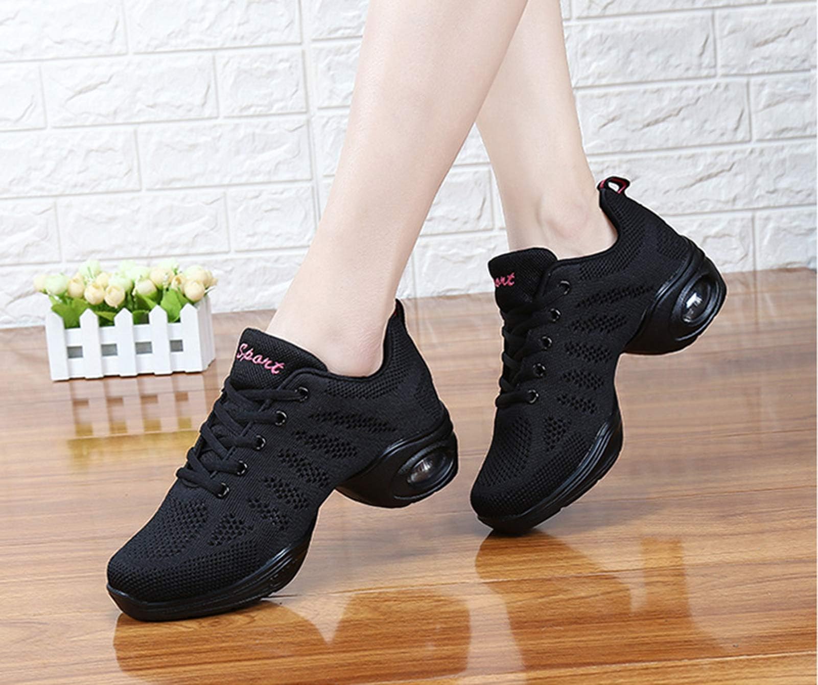 Damen Ballettschuhe Erwachsene Vier Jahreszeiten im Pullover Stil Luftkissen Atmungsaktiv Weich Fund Mode Sport Freizeit Jazz Hip Hop Square Modern Dance