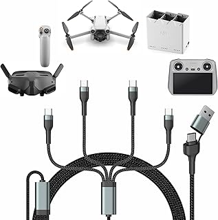 Charger for DJI Mini 4 Pro, Mini 3 Pro, Mini 2 SE, Air 3, Air 2S Drones, 4-in-2 3A Fast Charging Cable USB C Cord for DJI Mini 4 Pro/Mini 3 Pro/Mini 3/Mini 2 SE Battery Accessories - 5FT