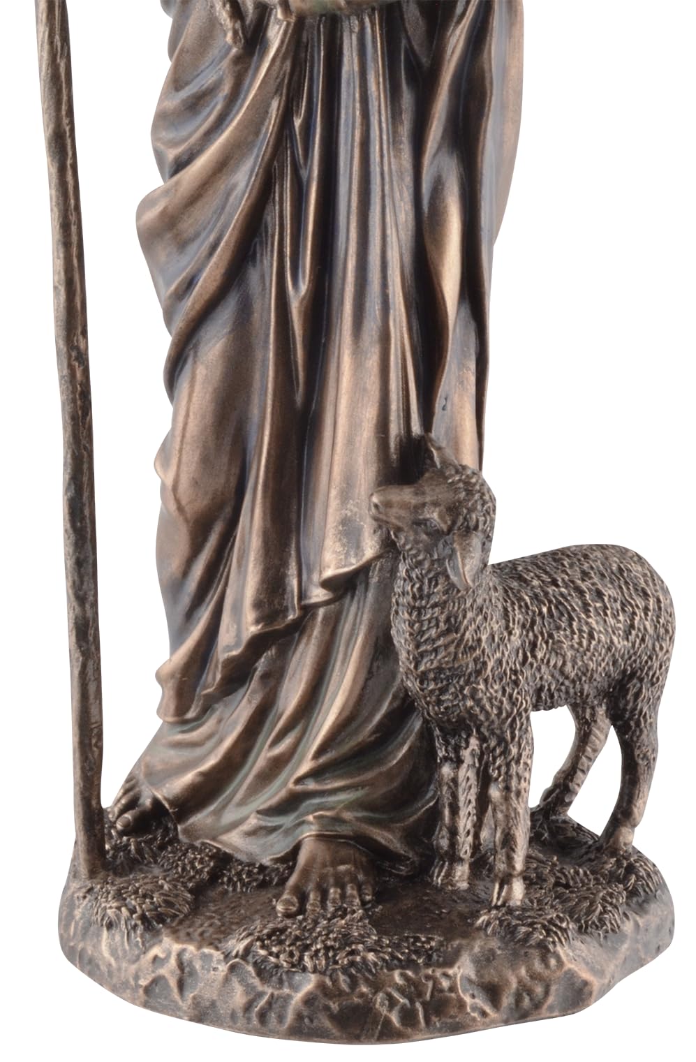 Jesus als guter Hirte, aus Kunststein, von Hand bronziert und coloriert, Veronese Kollektion,708-78276