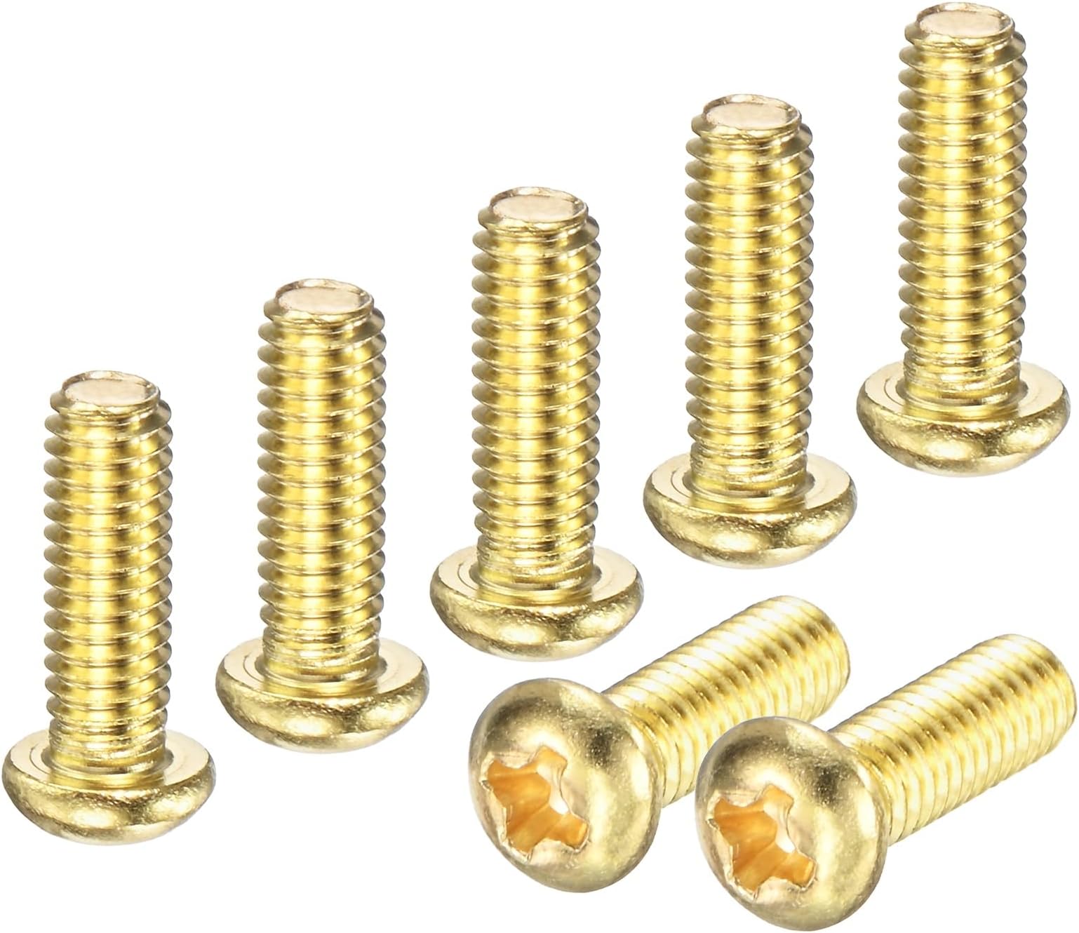 M METERXITY 20-Pack M4x12mm Pan Head Machine Screws Brass Phillips Drive Pan Head Screw Cross Head Fully Threaded Bolts for Electronics/Furniture Brass