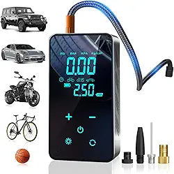 Compressor de Ar Portátil Sem Fio com Bateria Recarregável,Inflador de Pneus Rápido com Luz LED e Display Digital,bomba de ar calibre de pressão para carro bicicleta motocicleta bola inflável.