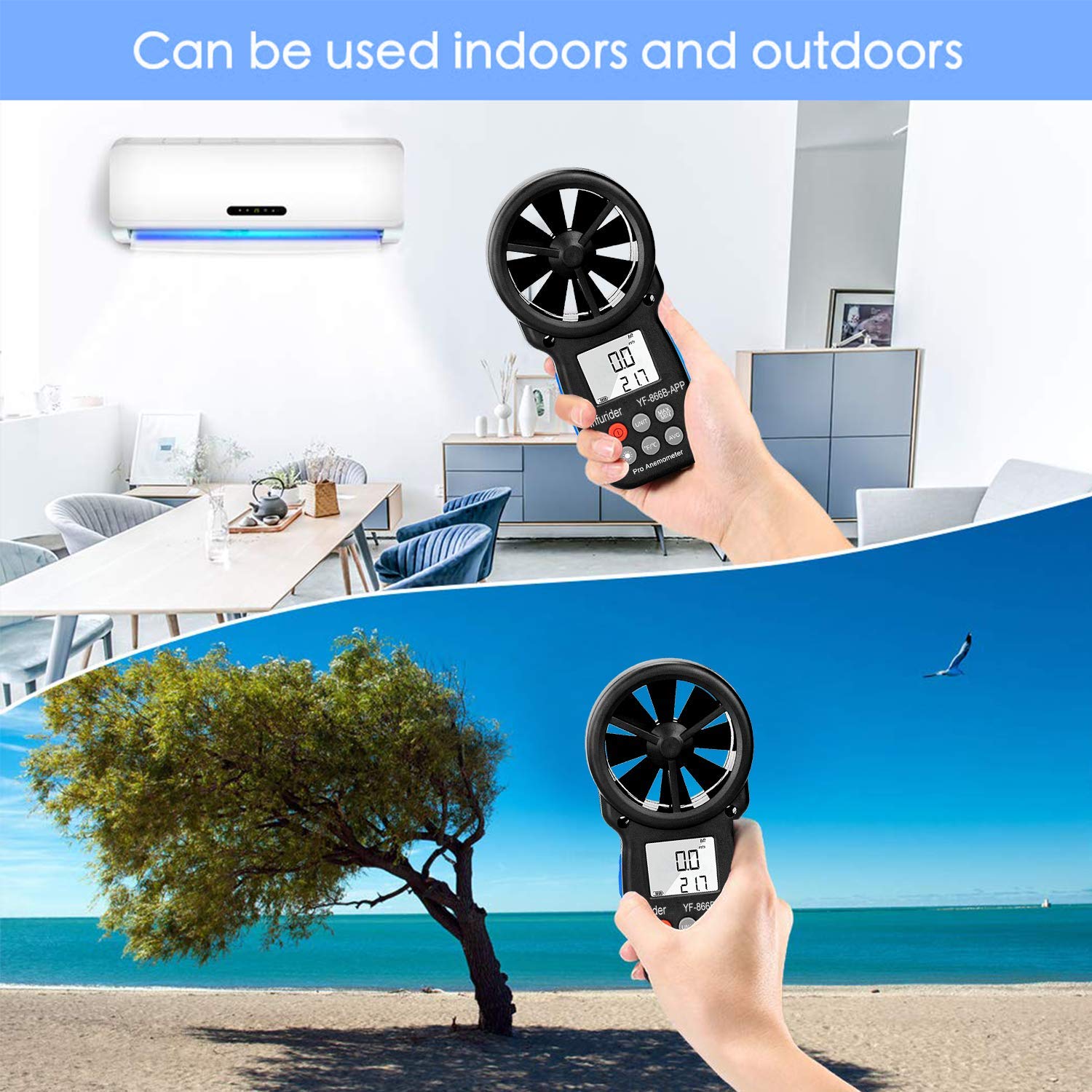 INFURIDER Digital wireless Anemometer with APP via Bluetooth,YF866APP