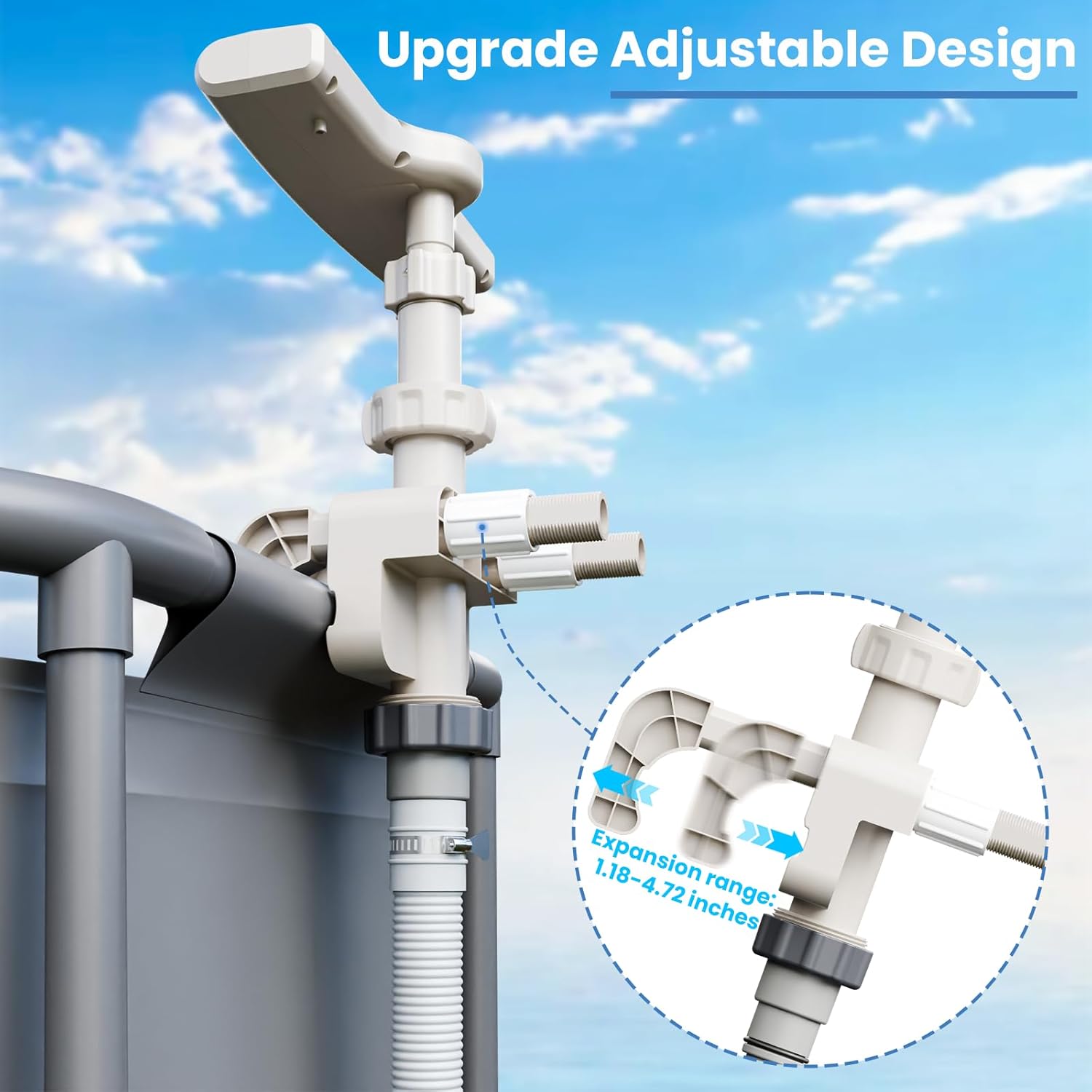 Pool Fountains for Above Ground Pools - Adjustable Pool Waterfall Sprinkler Swimming Pool Frame Attachment, Pool Water Fountain for Relaxation and Cooling, Outdoor Above Ground Pool Accessories