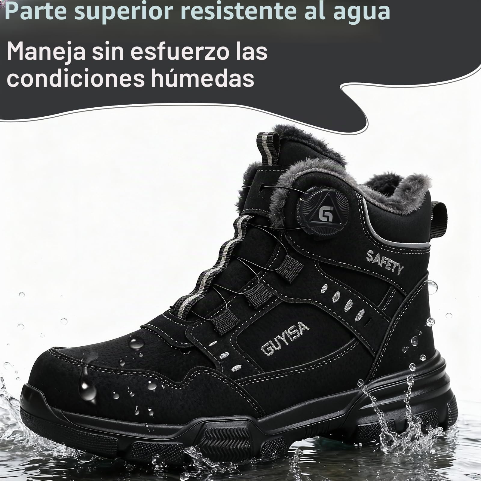 Zapatos de Seguridad para Hombre Mujer Impermeable de Invierno Botas de Seguridad con Puntera de Acero Botas de Trabajo Cómodos Antideslizante Calientes con Forro 38-46 EU