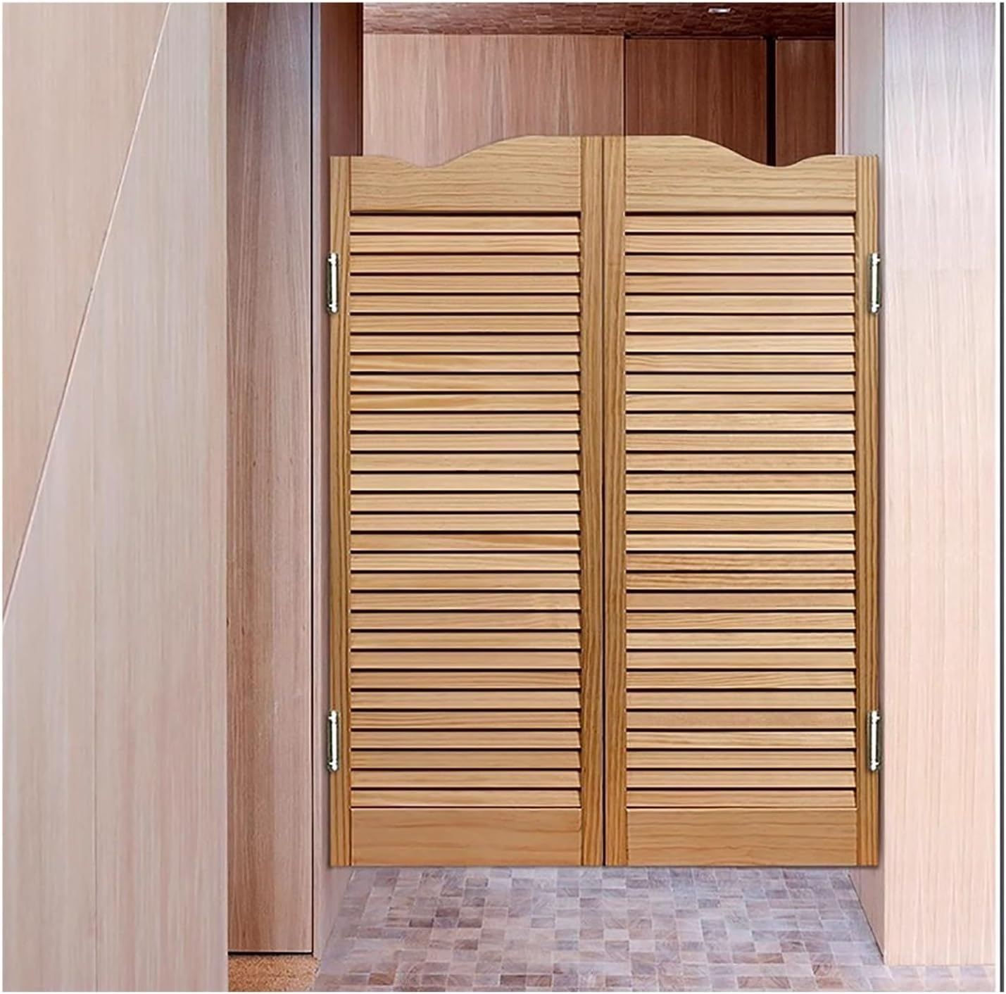 Saloon Cafe Swinging Doors, Indoor Commercial Saloon Doors Swinging for Restaurant/Pantry/Hallway, Decor Louvered Half Waist Doors with Double Action Door Hinges, Wide Entry Free Doors(37x42in)