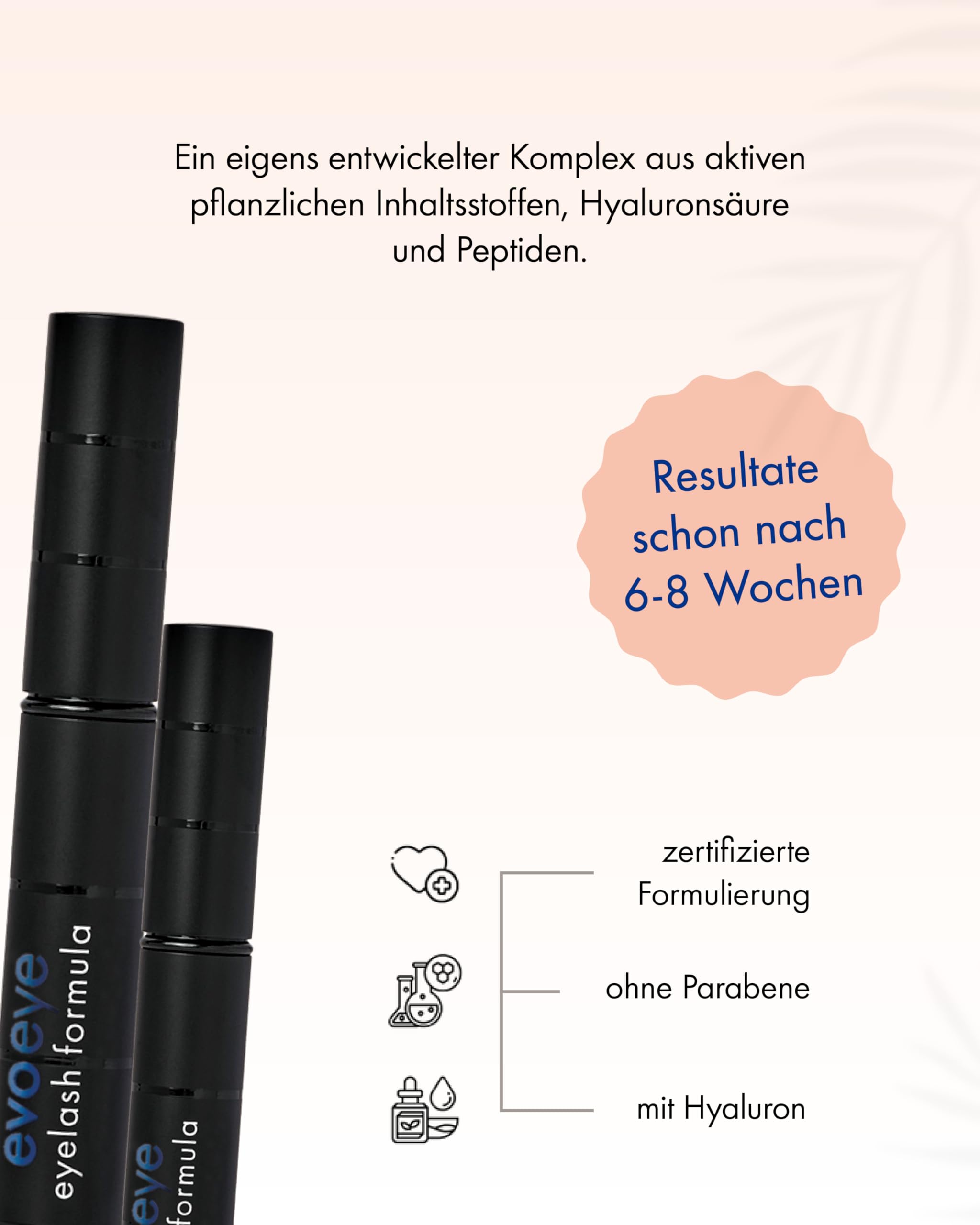 Vorteils-Set evoeye Eyelash Formula 2.0-3ml + 1ml I Wimpernserum mit natürlichem Booster für lange & volle Wimpern in 6-8 Wochen I Lash Serum