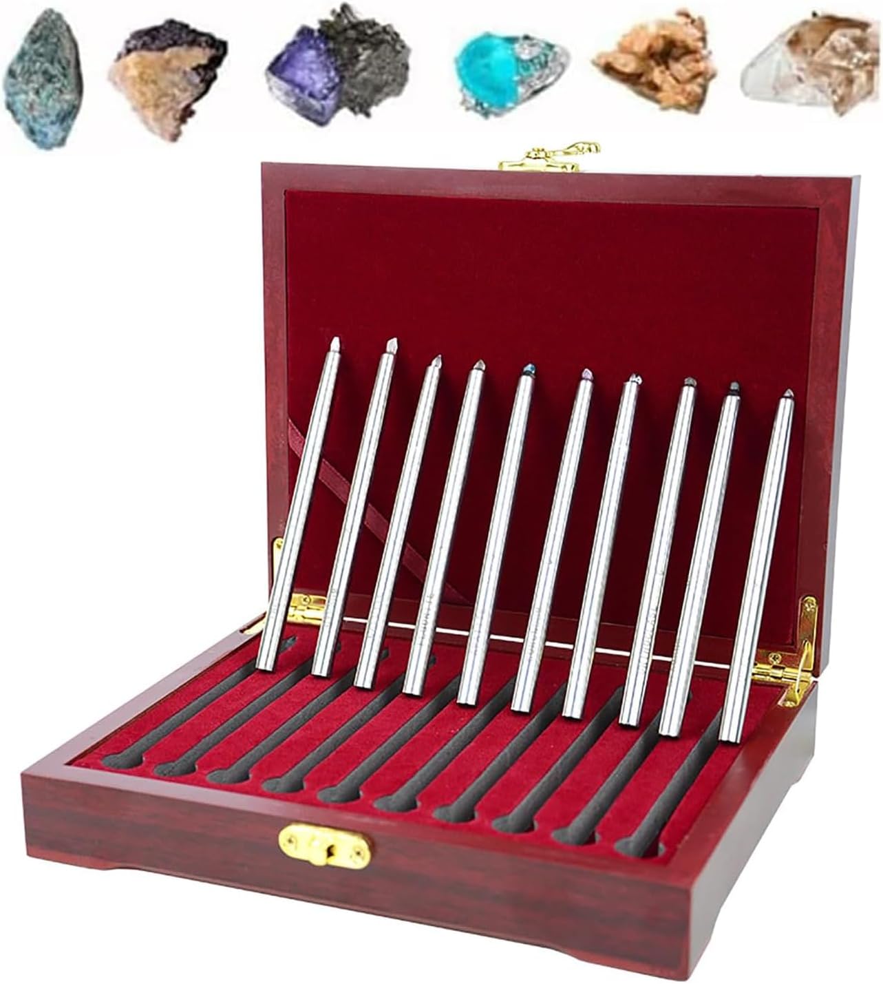 Mohs Hardness Test Kit, 1-10 Scratch Tester with Storage Box, Inlaid with Natural Minerals, Relative Wear Resistance Testing, for Ceramic Tile, Floor, Glass