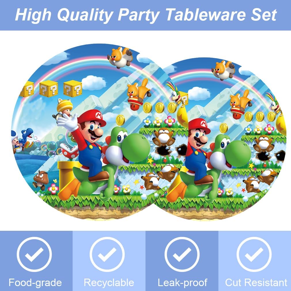 40pcs Mario Party Supplies include 20 plates, 20 napkins for the Mario Birthday party decoration - Image 2