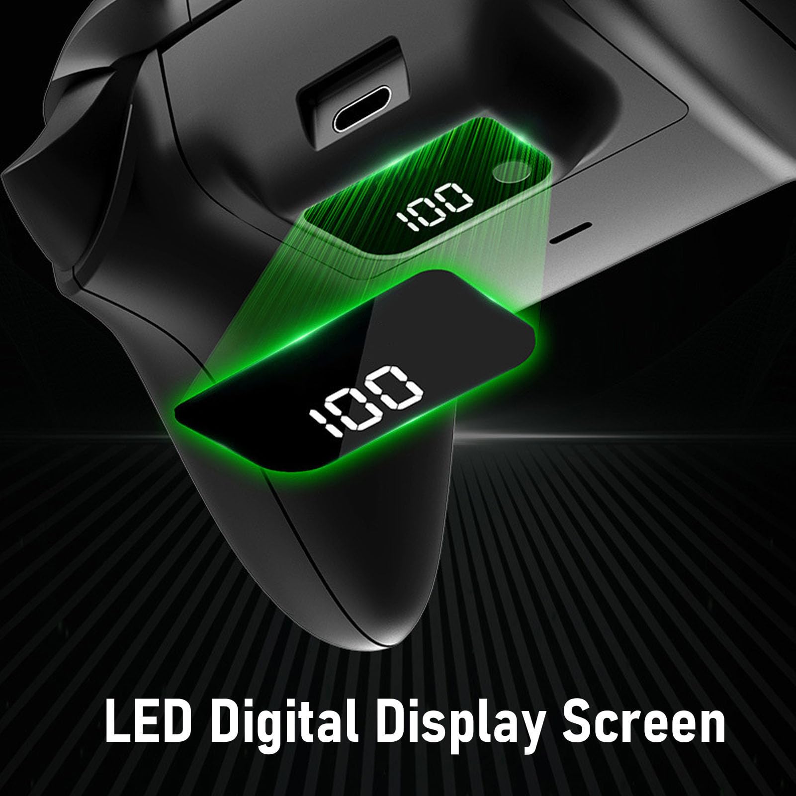 Controller-, 1400 MAh, Intelligenter Wiederaufladbarer LED-Digitalanzeige-Controller- mit Typ-C-Ladekabel, für X S Gaming-Controller (Black)