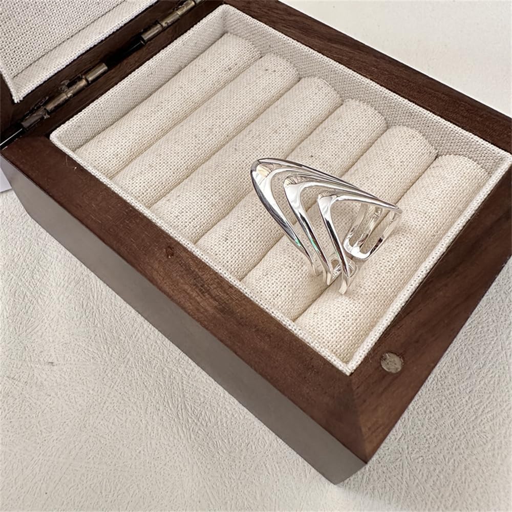 V Shape Multilayer Open Rings Minimalist Pointed Chevron Engagement Promise Dainty Adjustable Finger Wedding Band Stackable Eternity Ring Unique Cocktail Party Simple Jewelry for Women Girlfriend - Image 5