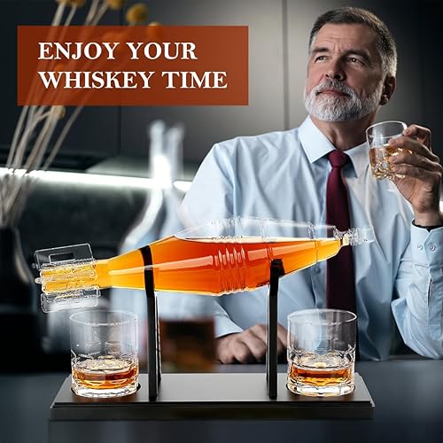 Miniatura 5 de Decantador de whisky con 2 vasos de whisky, regalos para hombres, papá, ideas únicas de regalo de cumpleaños, regalos de aniversario de Navidad,