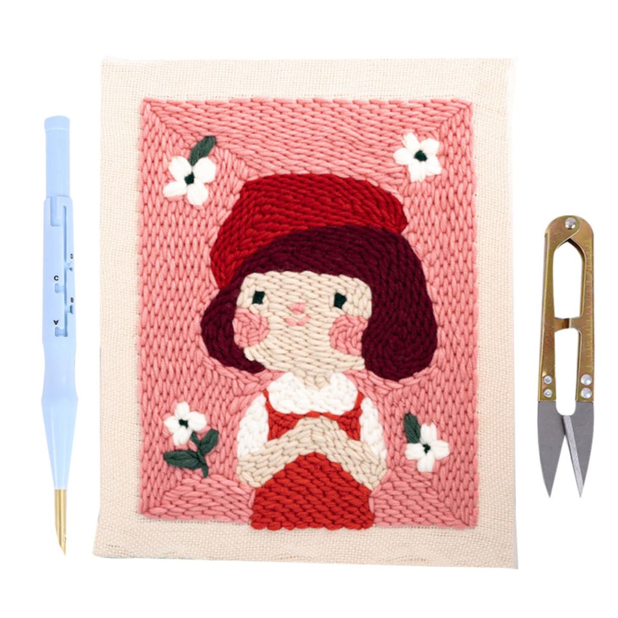 SEWOART Kit de Broderie Poinçon pour Débutants Fil en Laine Colorée et Outils en Bois, Création Artistique Bricolage des Garçon et Filles