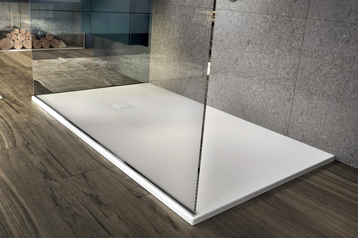PIATTO DOCCIA EFFETTO PIETRA ARDESIA STONE SMC 70 80 90 100 120 140 160 180 BEIGE NERO ANTRACITE BIANCO GRIGIO NO MARMORESINA - PILETTA INCLUSA (Bianco, 70 x 140 cm)
