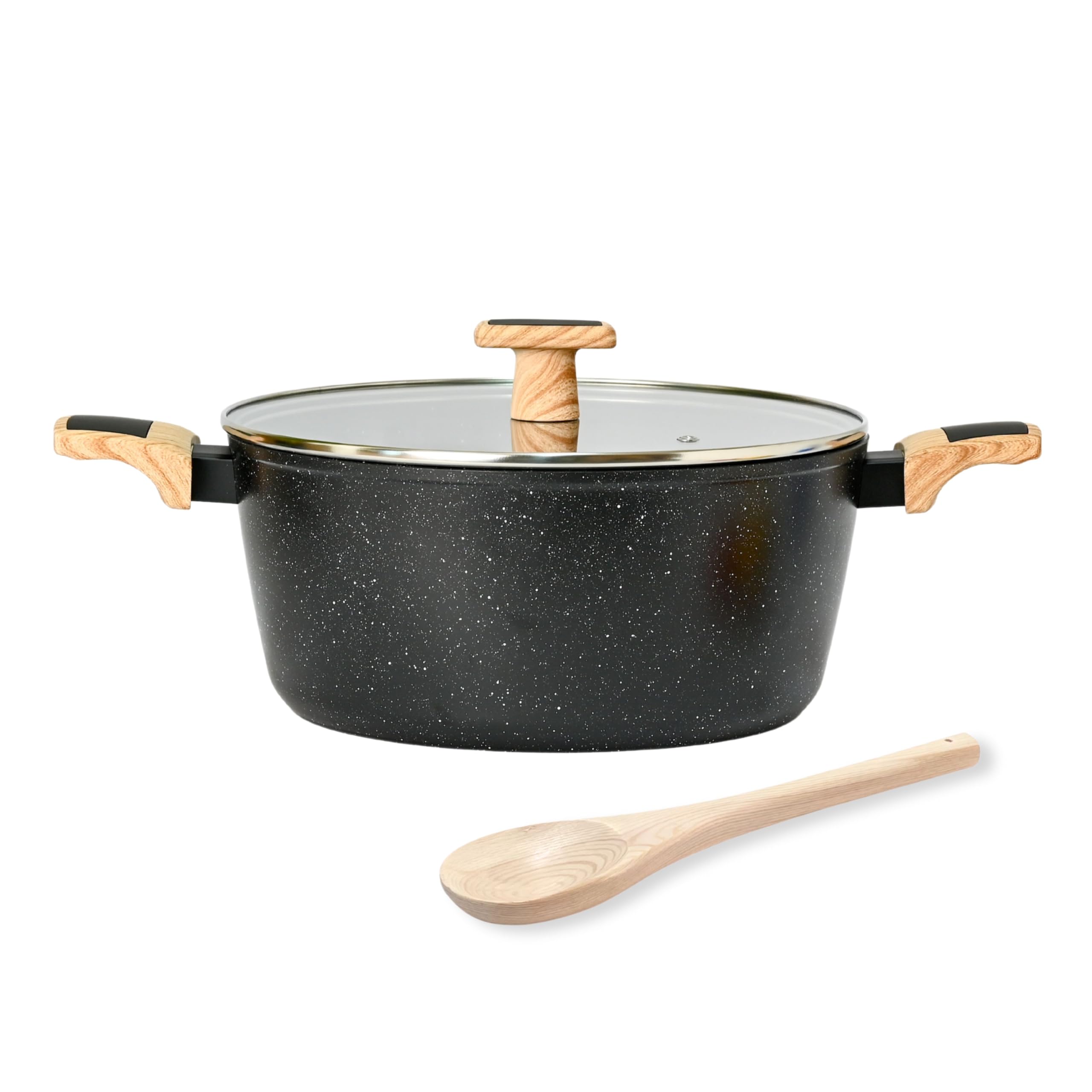 Kreme Ceracook Granite Non Stick Casserole 5.5L/26cm, Glass Lid, Ceramic Coated, Stew Pot, Biriyani, Rice, ISI Certified, Forged Aluminium, Gas & Induction Use, PFAS & PTFE Free, 1 Yr Warranty, Black-picture-22