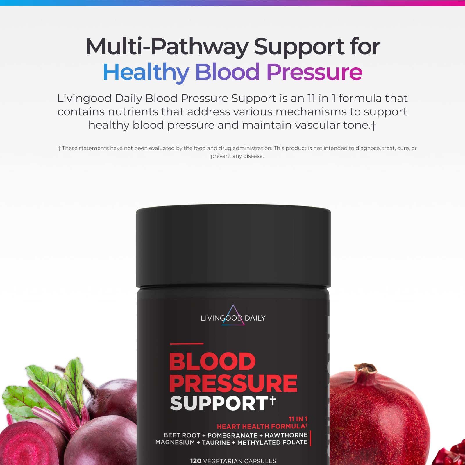 Livingood Daily Blood Pressure Support, Heart Health Supplement, 120 Caps — Amazon image 3