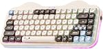 YUNZII C75 Clavier mécanique sans fil, 75% Layout Hot Swap Clavier crémeux NKRO, Captures-clés mignons RGB Montage de joint rétroéclairé, conception de gâteau mignon BT5.0/2.4G/USB-C pour Win/Mac (interrupteur linéaire Beige, Candy)