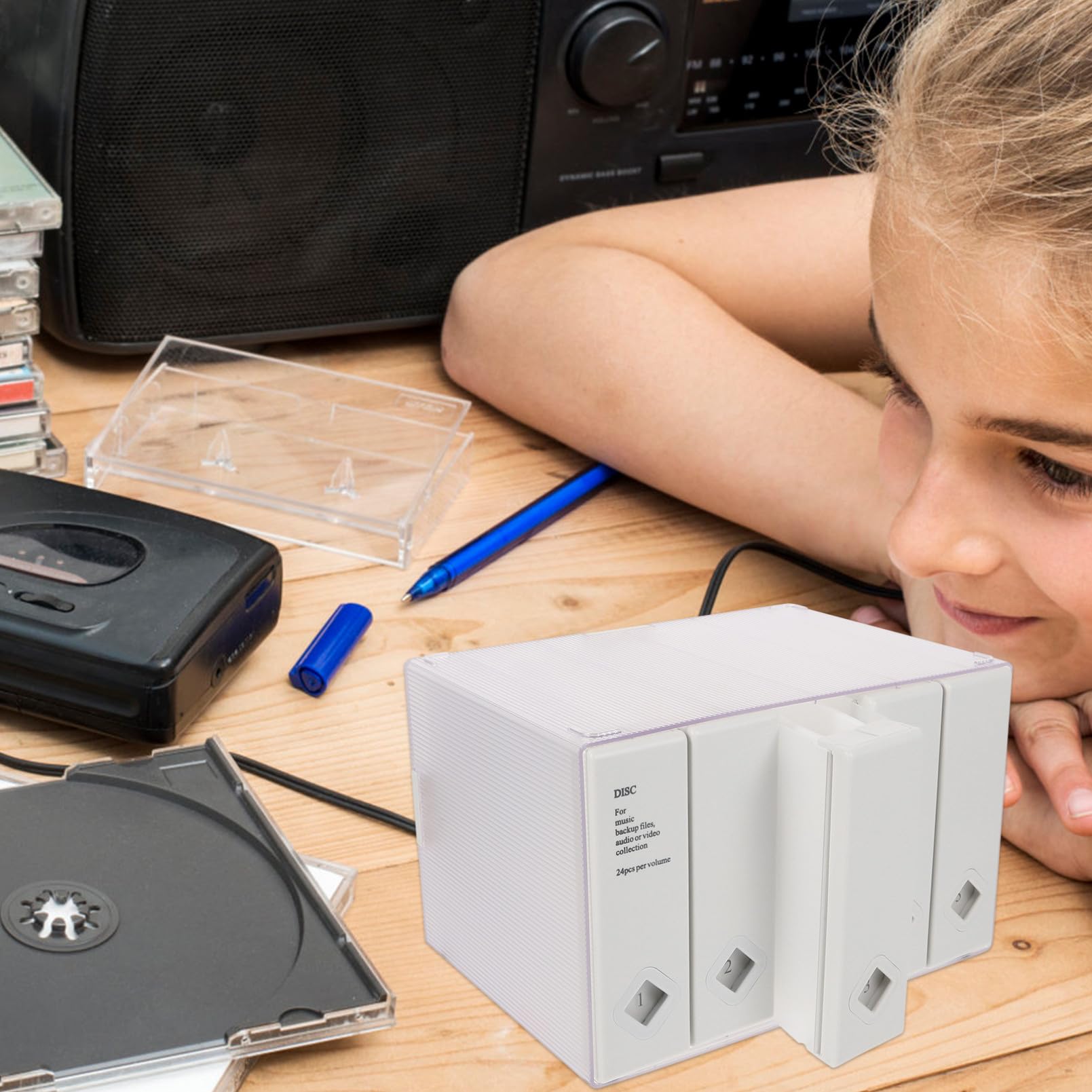 Custodia Porta CD Grande Capacità per 120 Dischi Bianca | Plastica e Tessuto Non Tessuto, Salvaspazio, Numerabile, Organizer per Archiviazione Ordinata