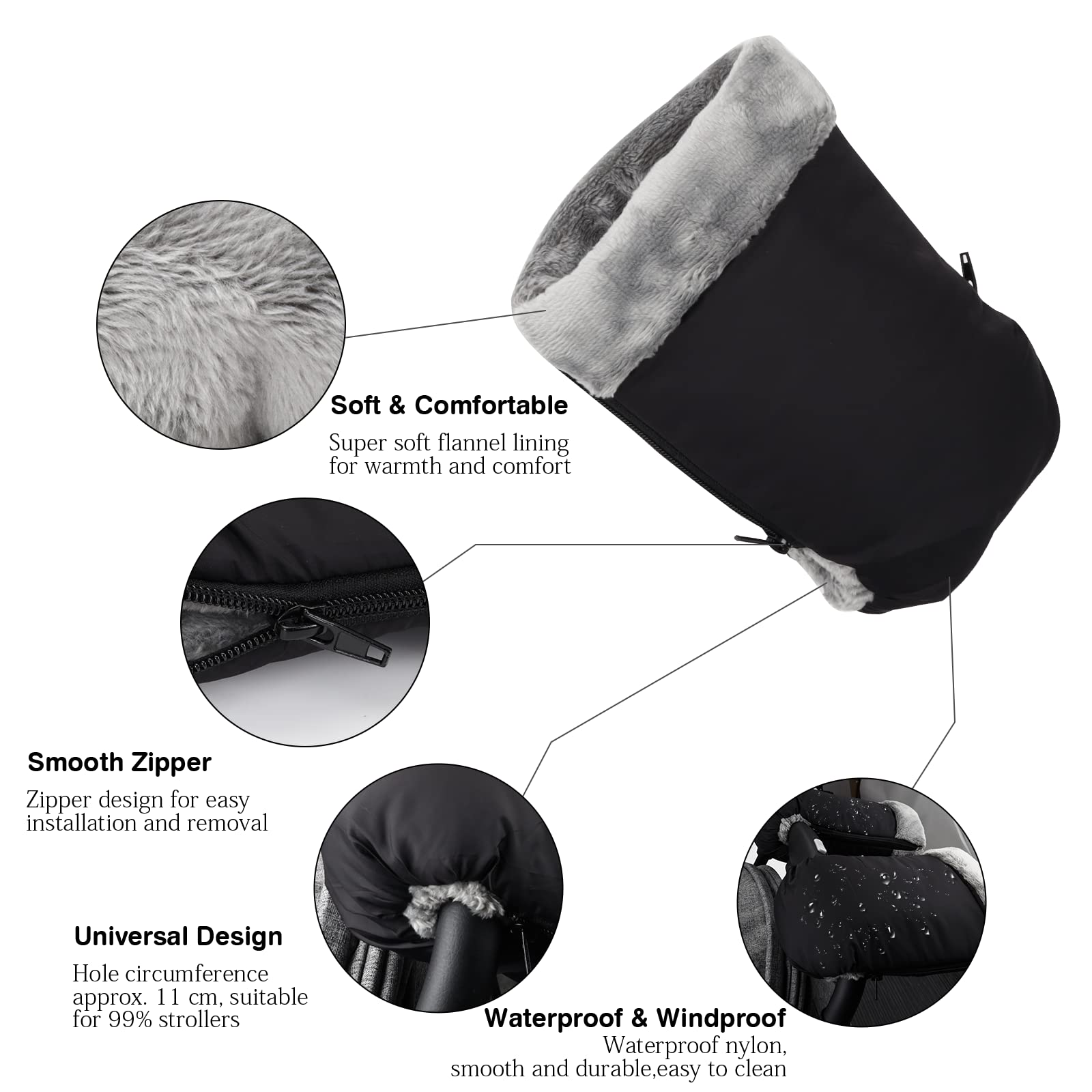 Manicotto Scaldamani Per Passeggino Invernale - Impermeabile, Antivento, Universale, Con Guanti