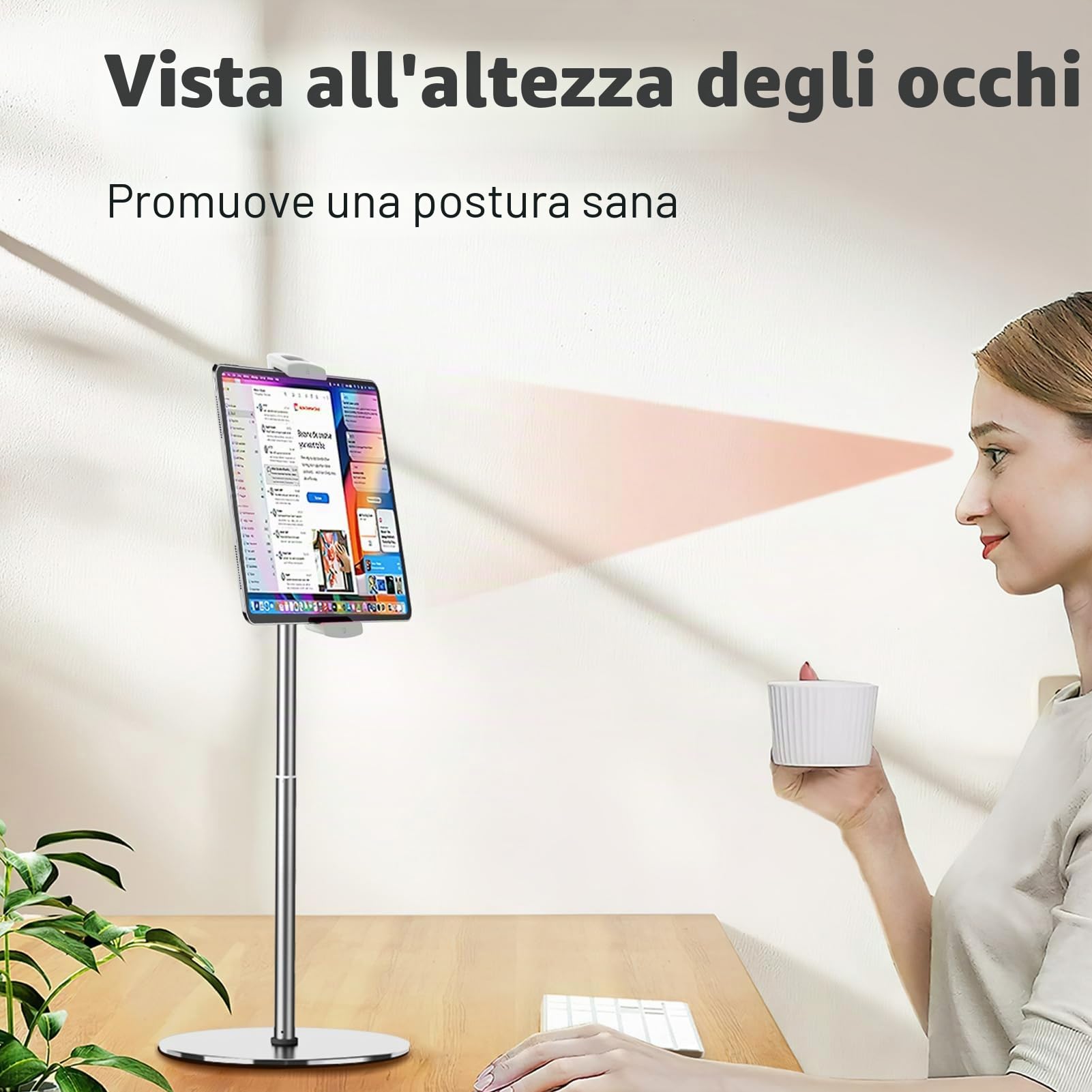 Supporto da pavimento per tablet, altezza 167,9 cm, regolabile, supporto per tablet per iPad, iPad Pro, iPhone, Samsung, Kindle o dispositivi da 4,7-12,9 pollici