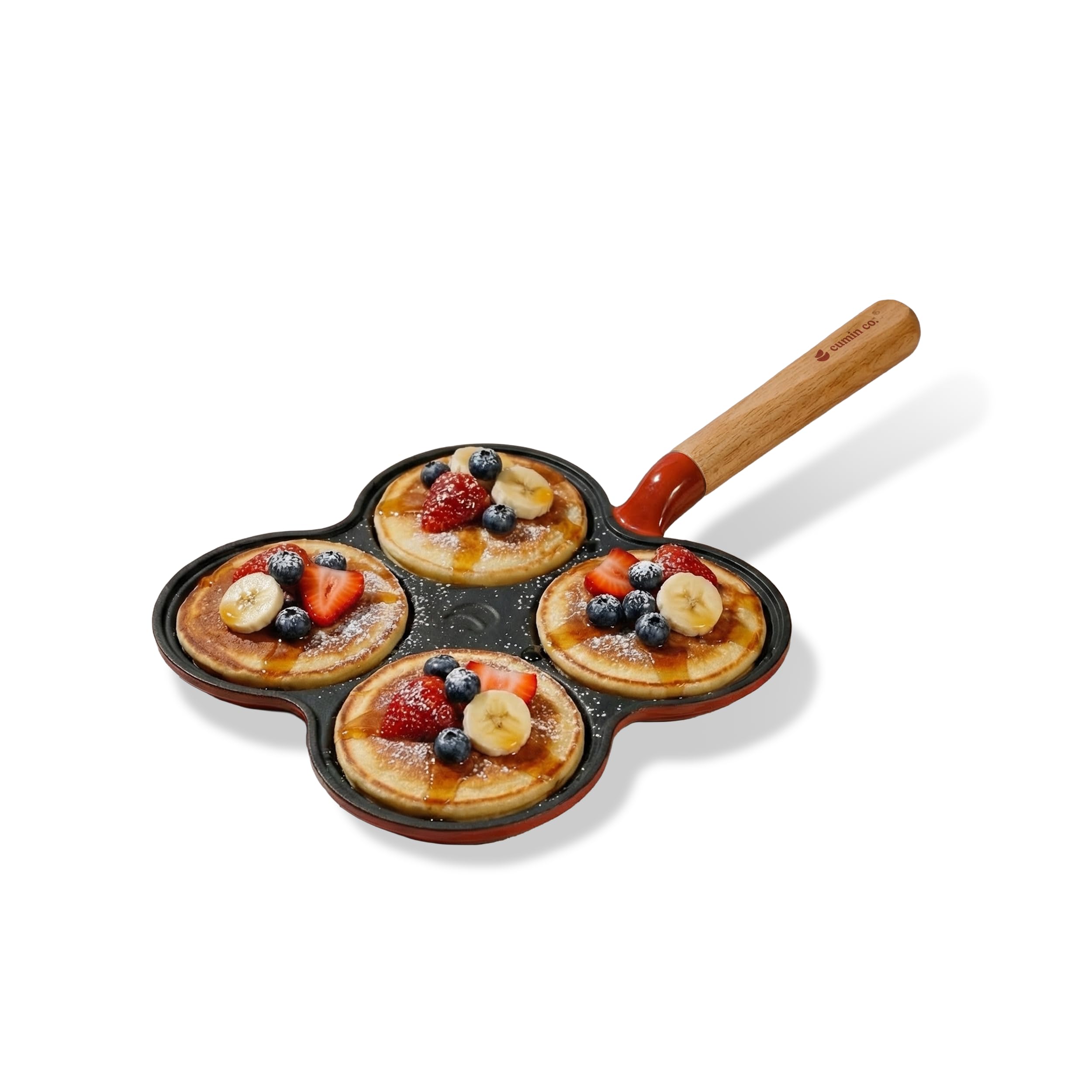 CUMIN CO. Cast Pancake Pan |Free Spatula & Sponge | 28 cm|Patented Coating, Naturally Non-Stick, Non-Toxic | Golden pancakes, crisp uttapams, flawless mini eggs in one smart pan|Beechwood Handle|Green-image-16