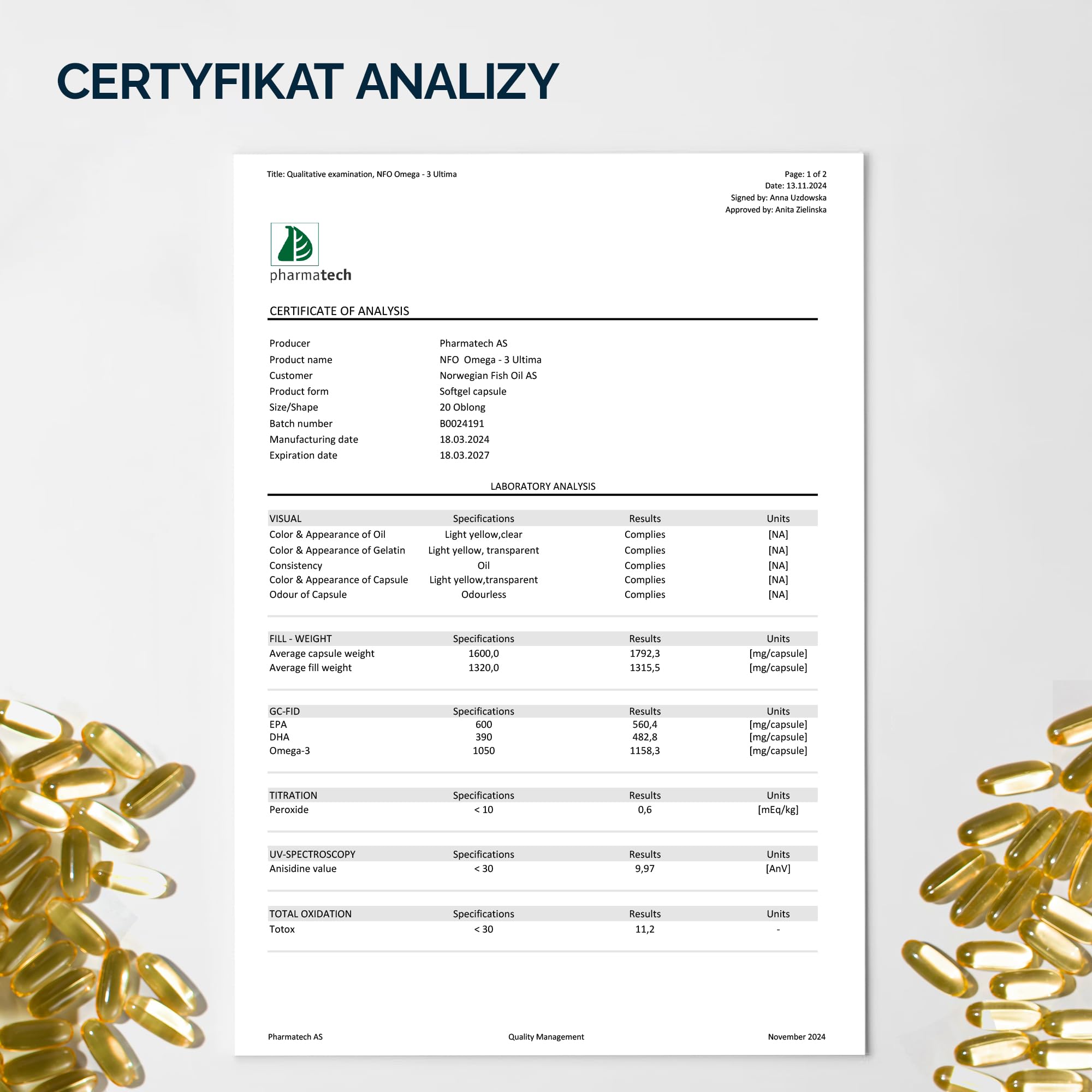 NFO OMEGA 3 ULTIMA [120 kapsułek] Norweski olej rybny kapsułki o najwyższym stężeniu EPA i DHA jako rTG i witamina E, olej rybny Omega 3 kapsułki, wysokie dawki, kompleks oleju Omega 3, wysoka dawka