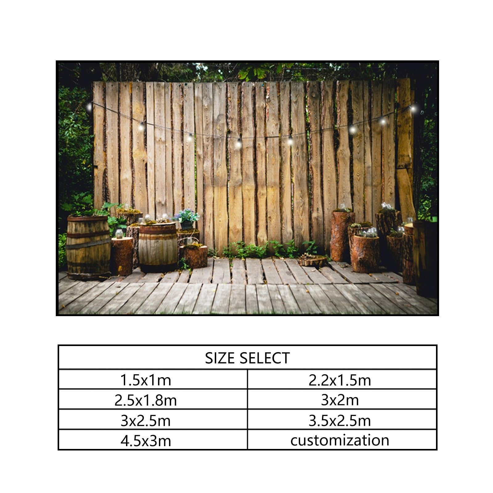 YongFoto 2,2x1,5m Polyester Toile de Fond Mur de Bois rayé Parquet Barils Tas de Bois Fond de Studio de Mariage Photo Décors de fête photobooth Shooting Accessoires
